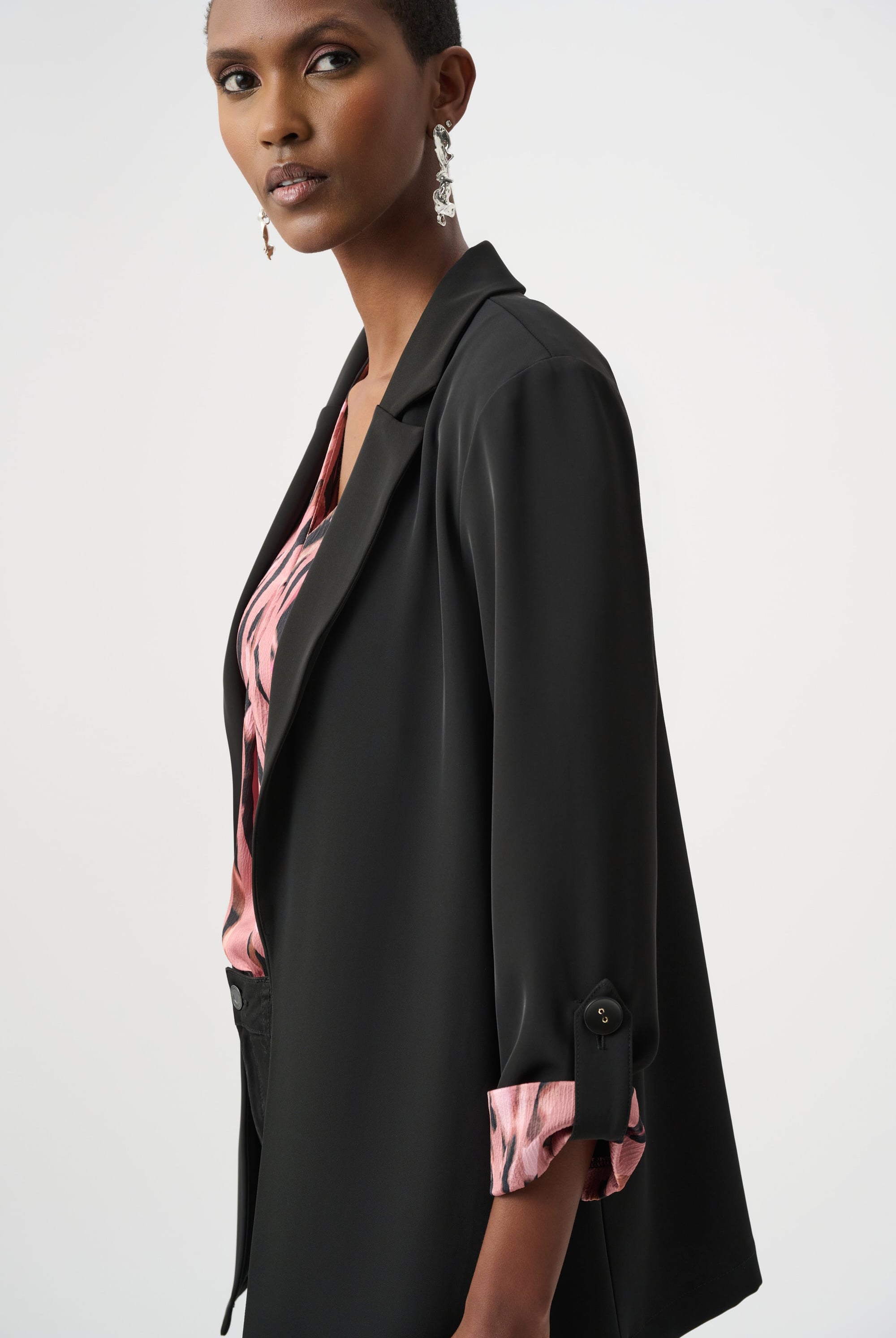 Woven Twill Printed Cuffs Blazer