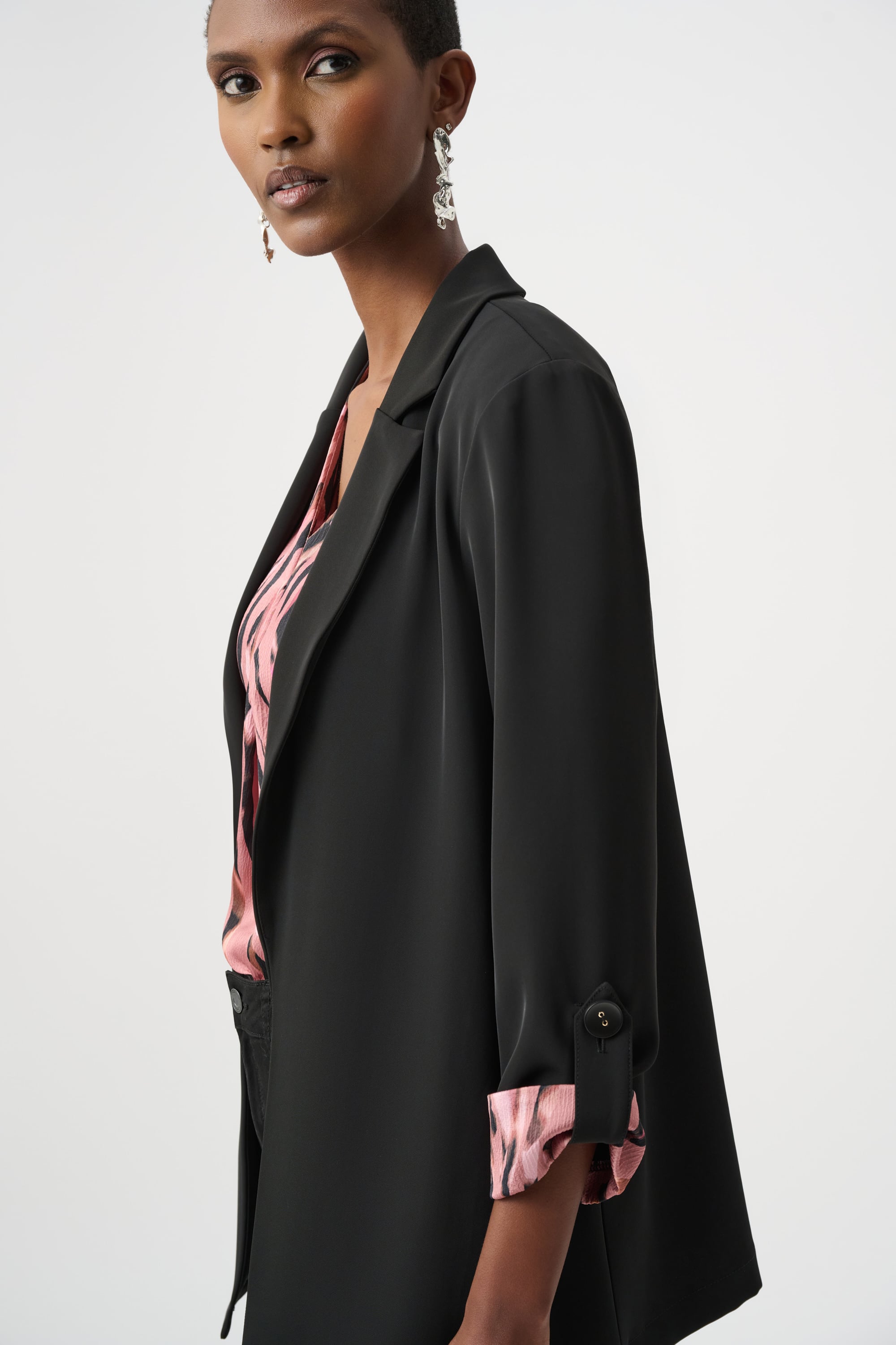 Woven Twill Printed Cuffs Blazer