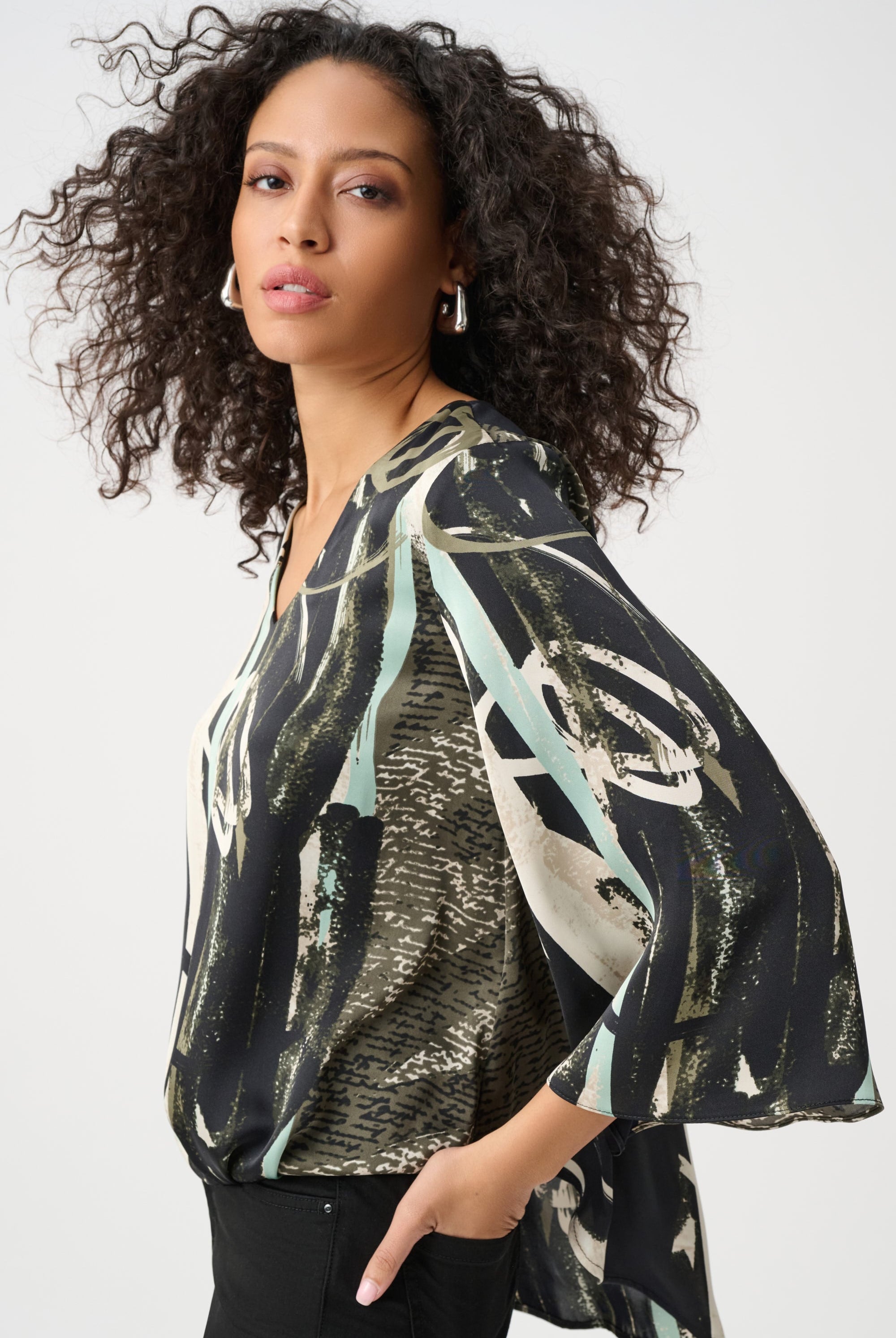Recycled Satin Abstract Boxy Top