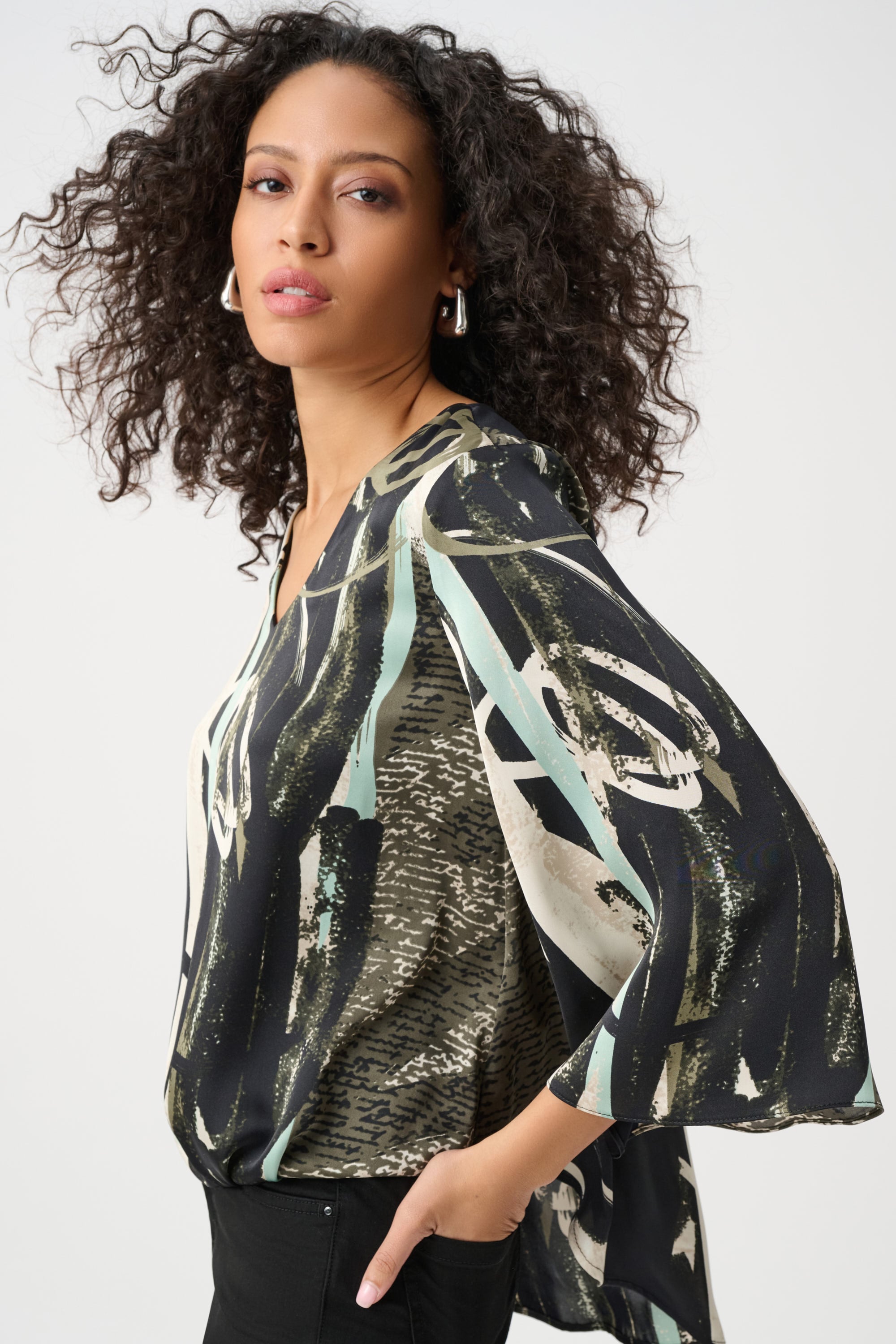Recycled Satin Abstract Boxy Top