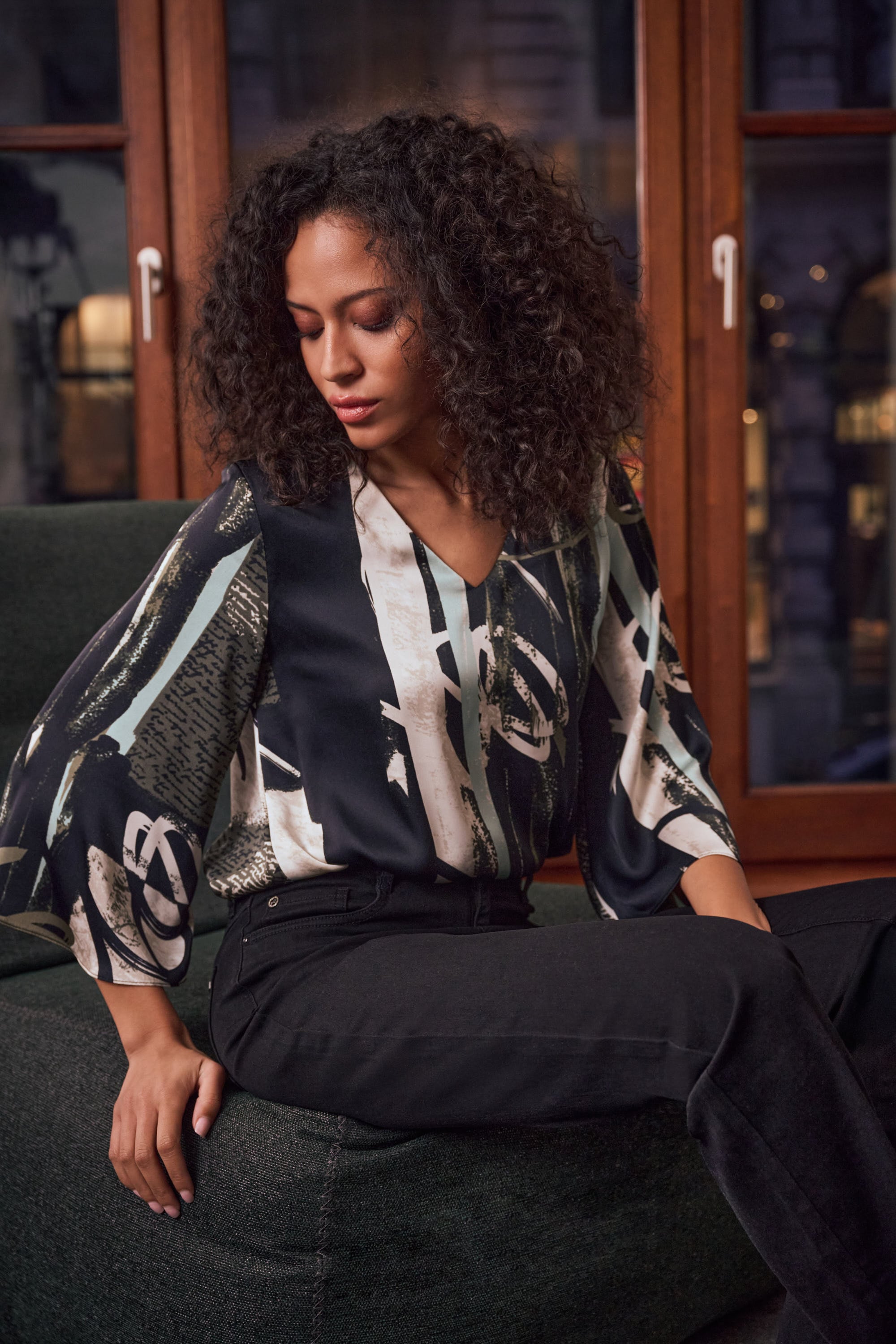 Recycled Satin Abstract Boxy Top