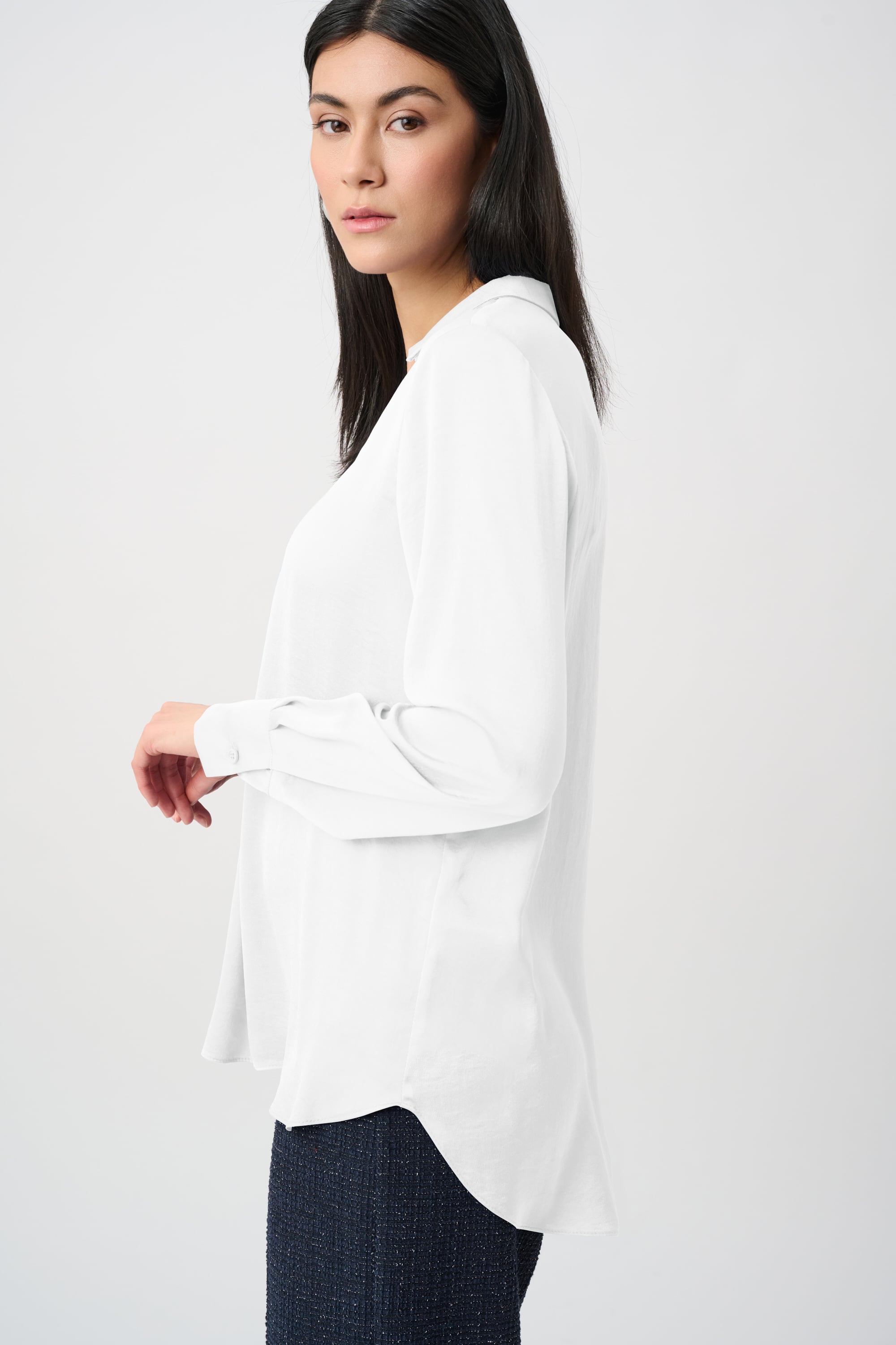 Recycled Satin Shirt-Collar Tunic