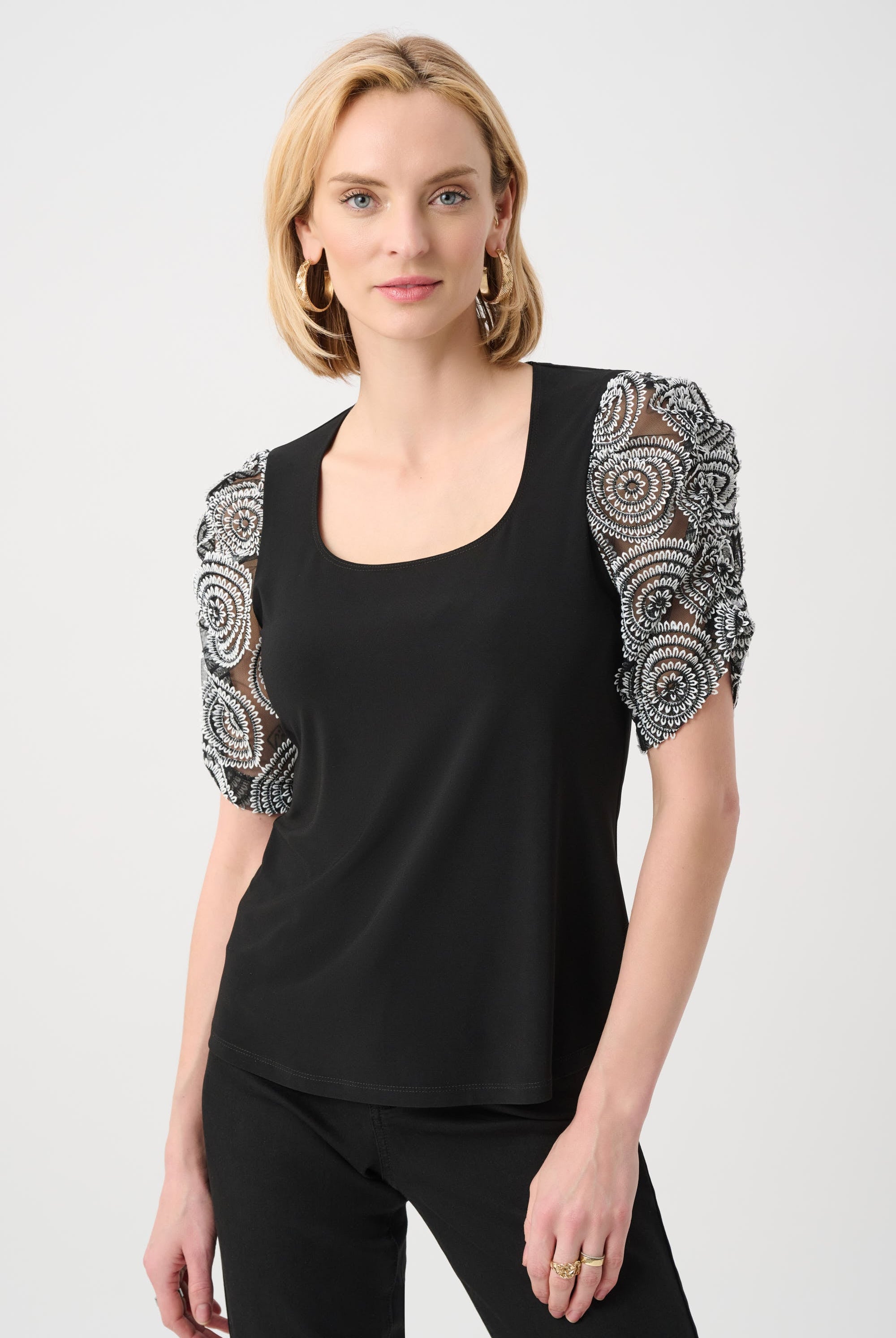 Silky Knit Novelty Sleeve Top