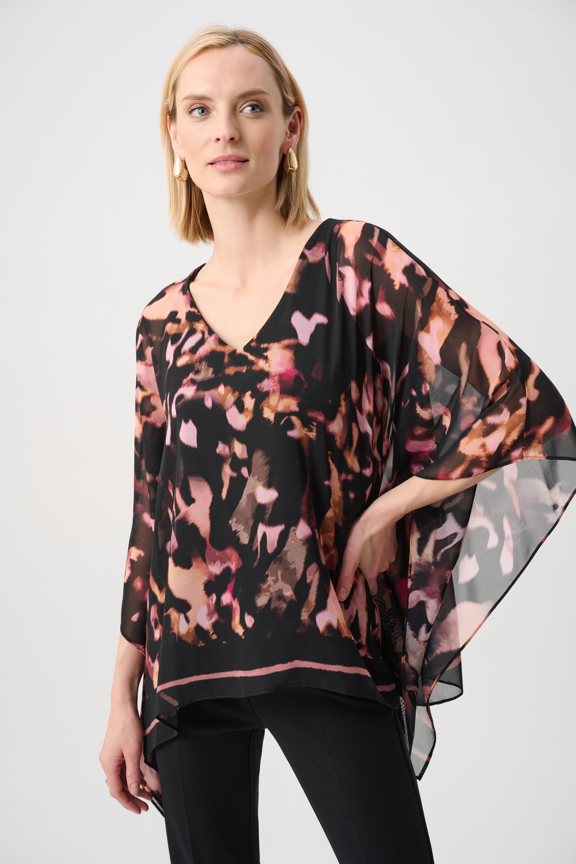 Recycled Chiffon Abstract Poncho Top