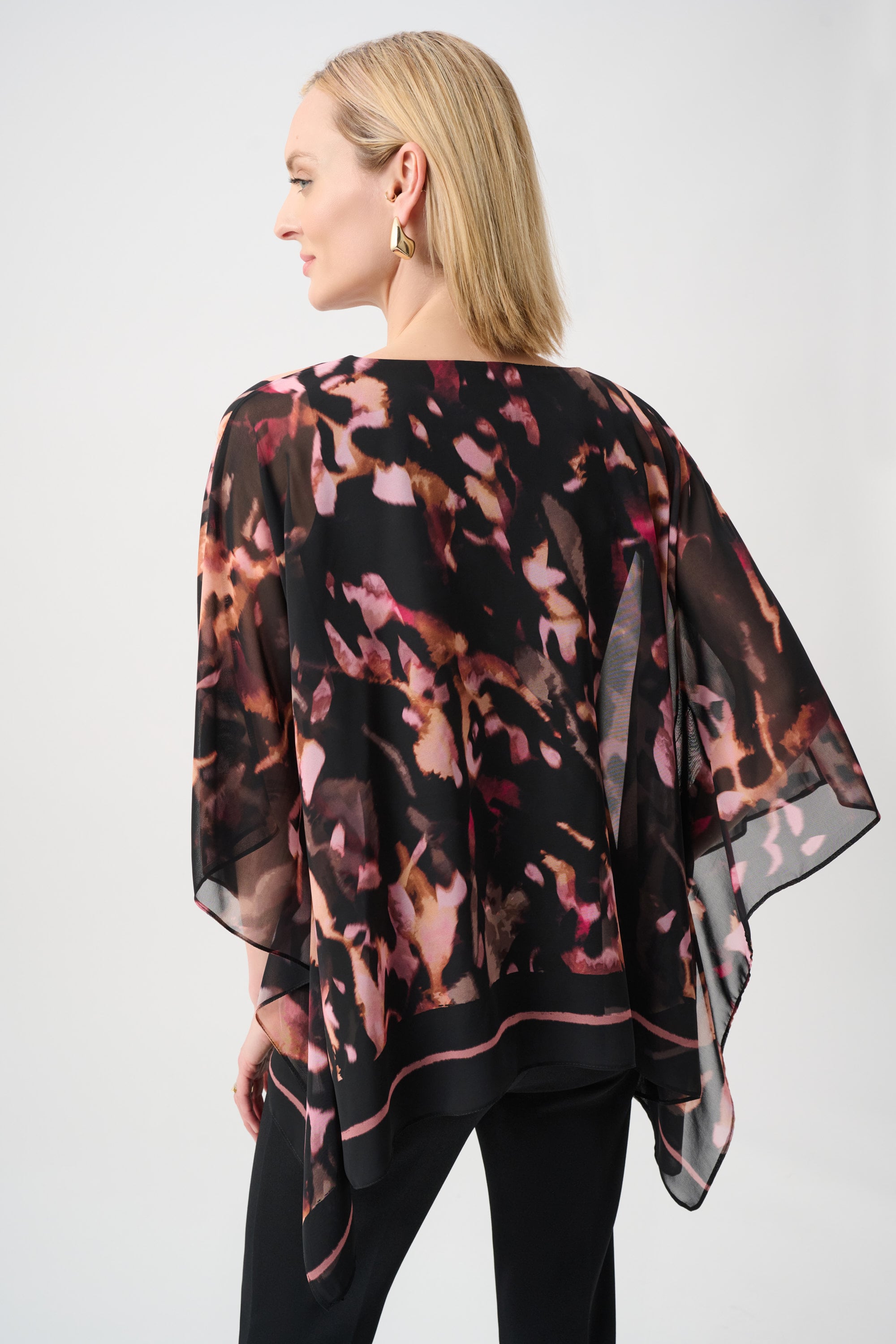Recycled Chiffon Abstract Poncho Top