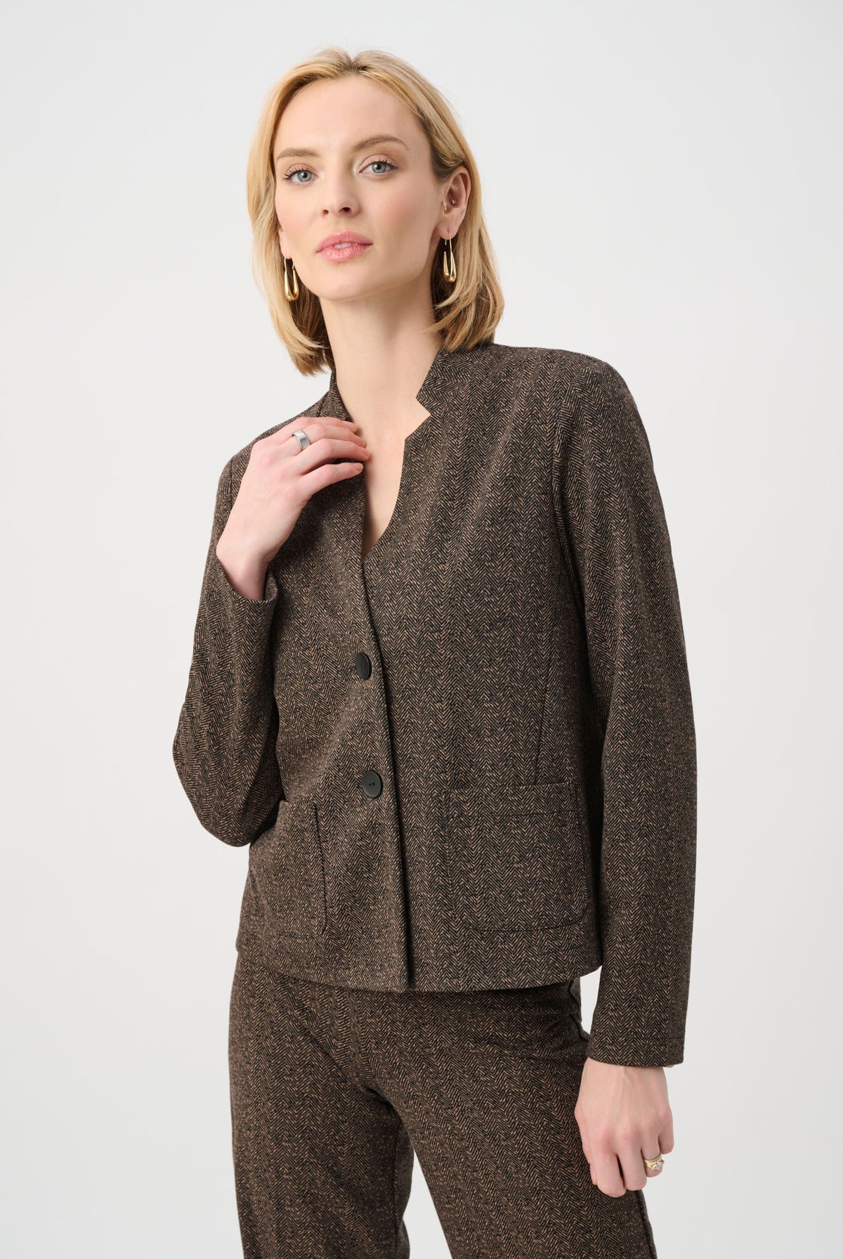 Joseph Ribkoff Herringbone Stand-Collar Blazer-263030