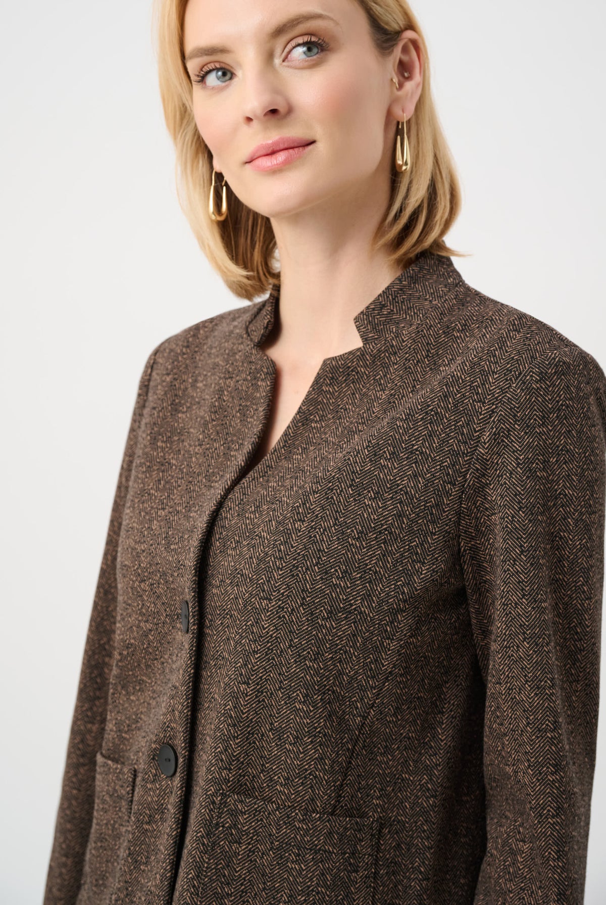 Joseph Ribkoff Herringbone Stand-Collar Blazer-263030, view 2