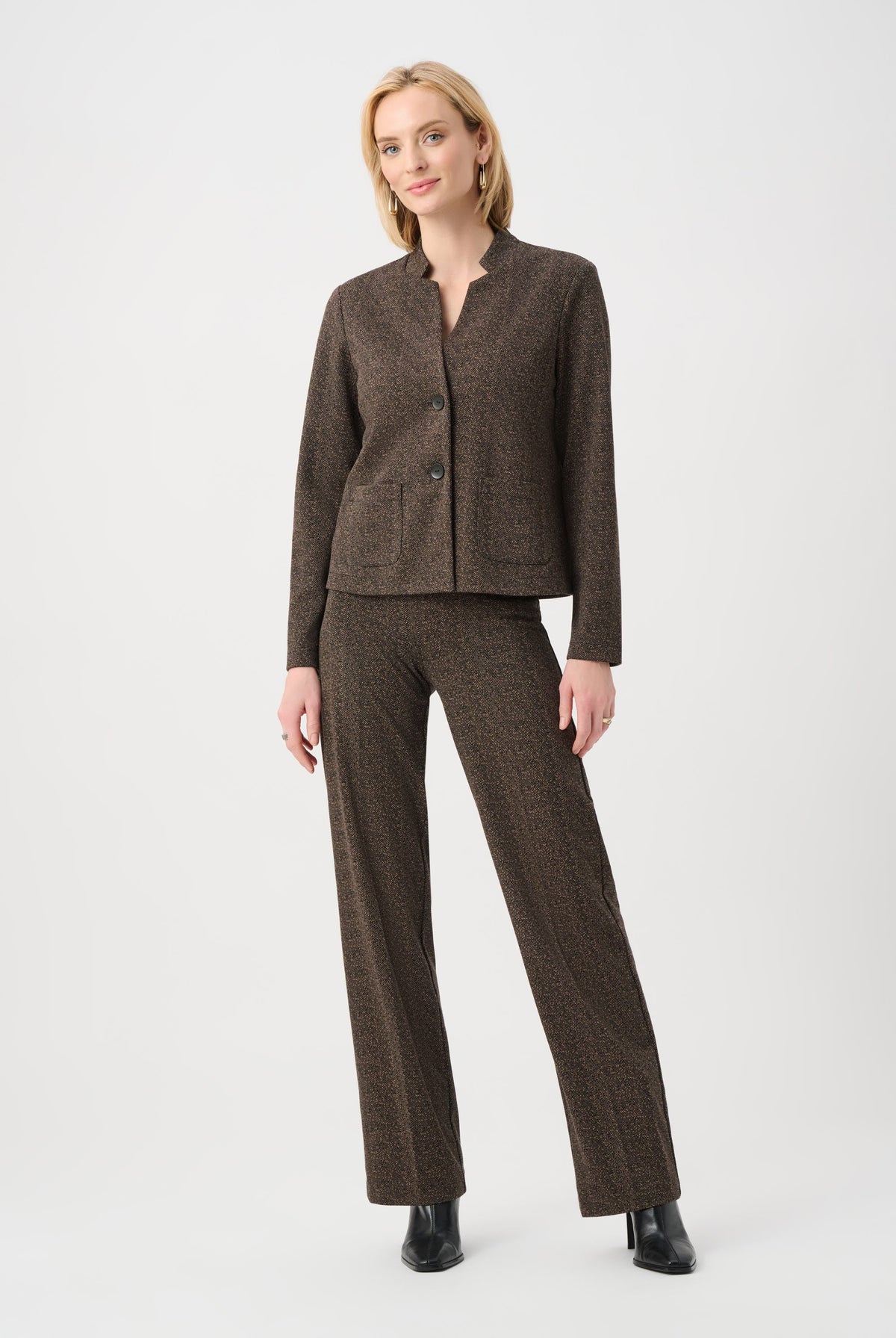 Joseph Ribkoff Herringbone Stand-Collar Blazer-263030, view 3