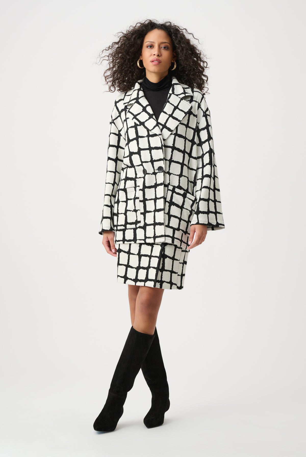 Joseph Ribkoff Abstract Jacquard Notched Collar Coat-263031, view 3