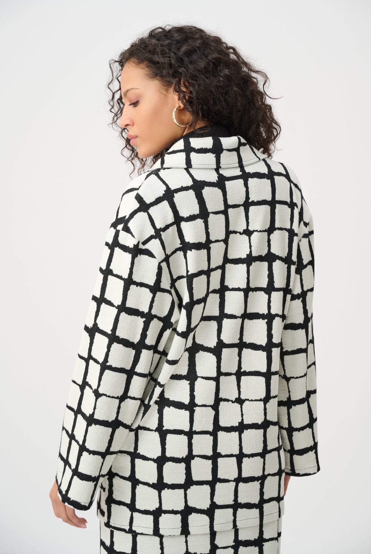 Joseph Ribkoff Abstract Jacquard Notched Collar Coat-263031, view 4