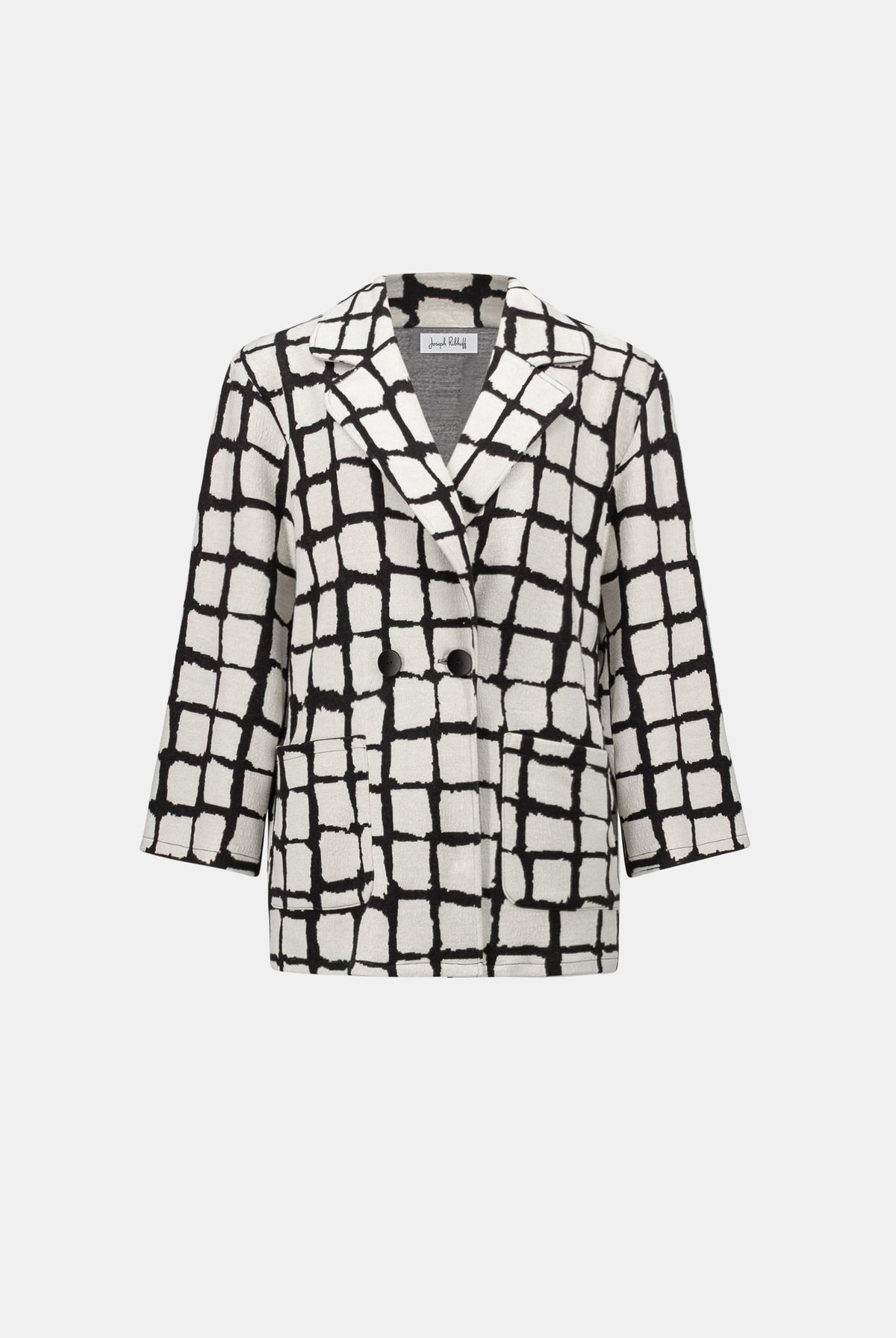 Joseph Ribkoff Abstract Jacquard Notched Collar Coat-263031, view 6