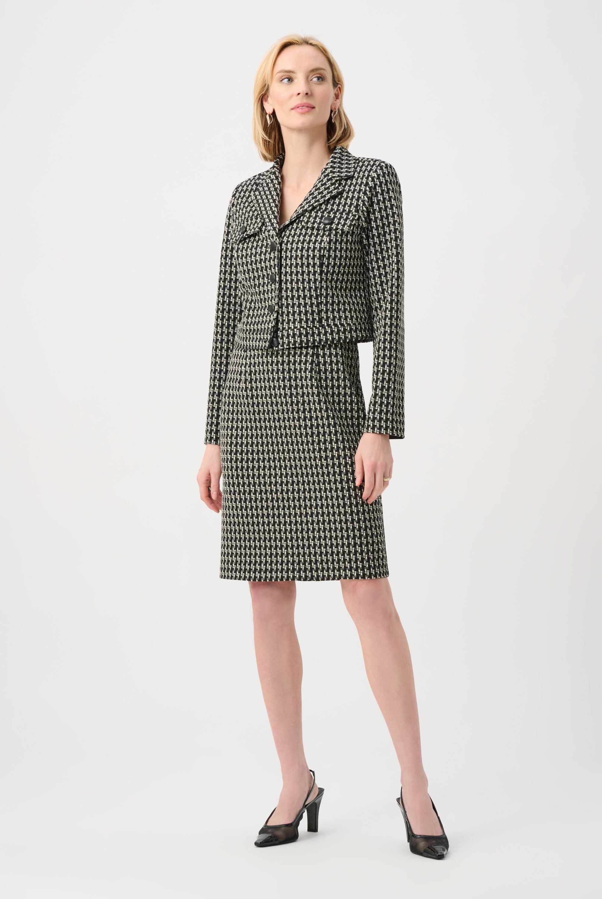 Jacquard Geometric Cropped Jacket