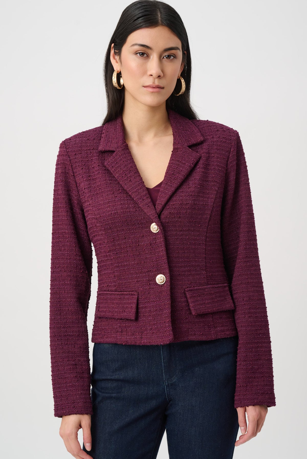 Joseph Ribkoff Bouclé Notched Collar Blazer-263033, view 2
