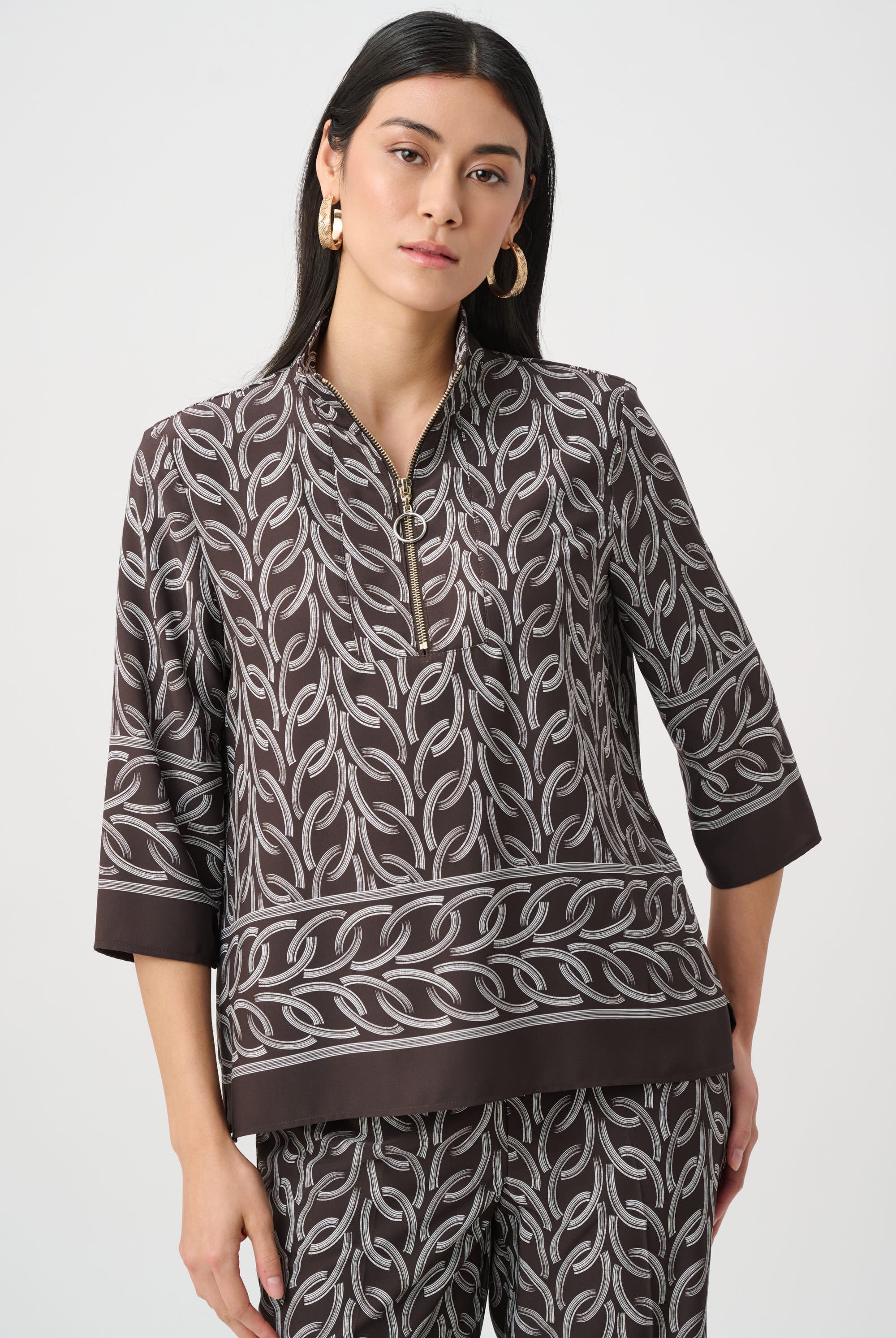 Recycled Woven Chain Print Boxy Top