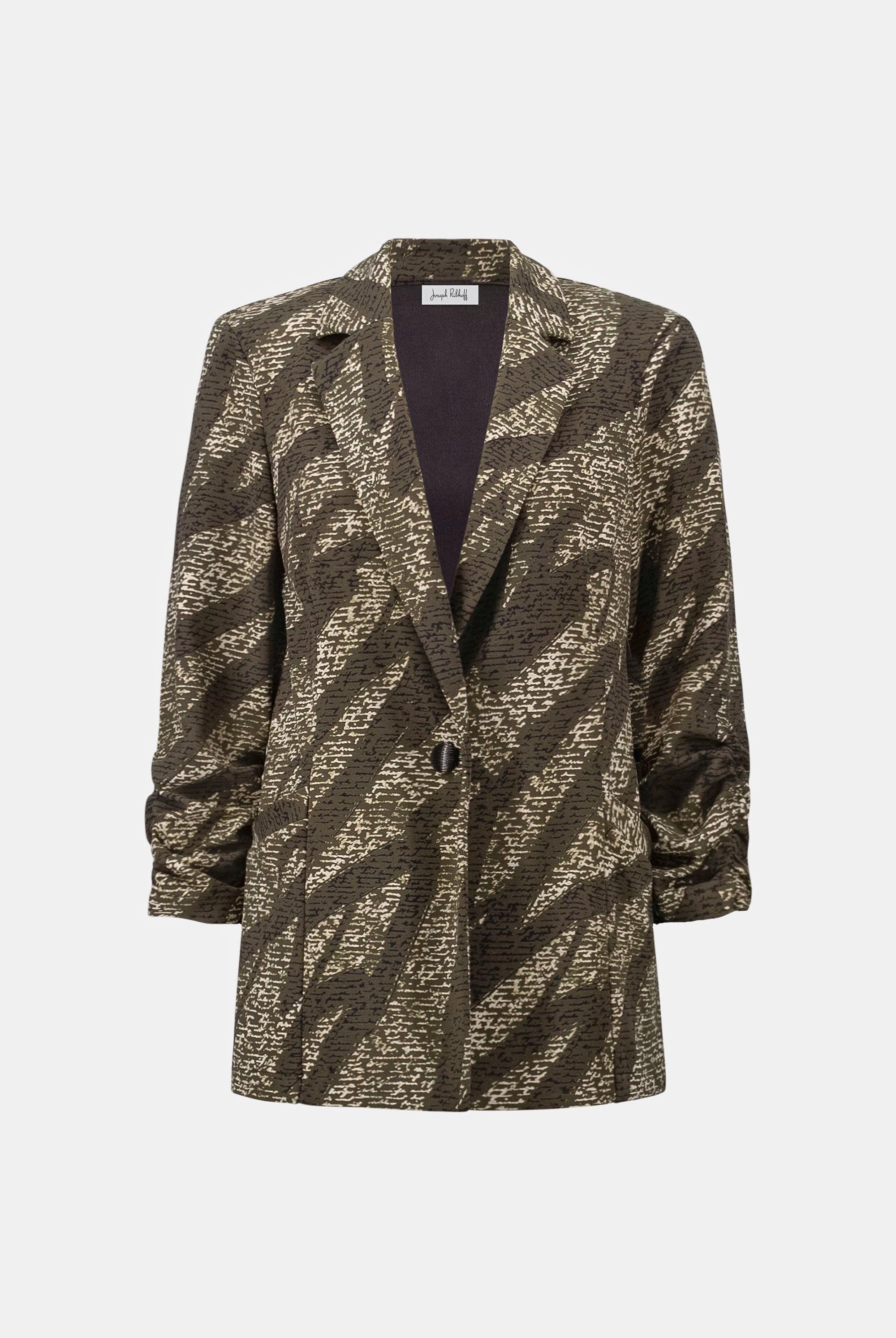 Silky Knit Abstract Print Straight Blazer