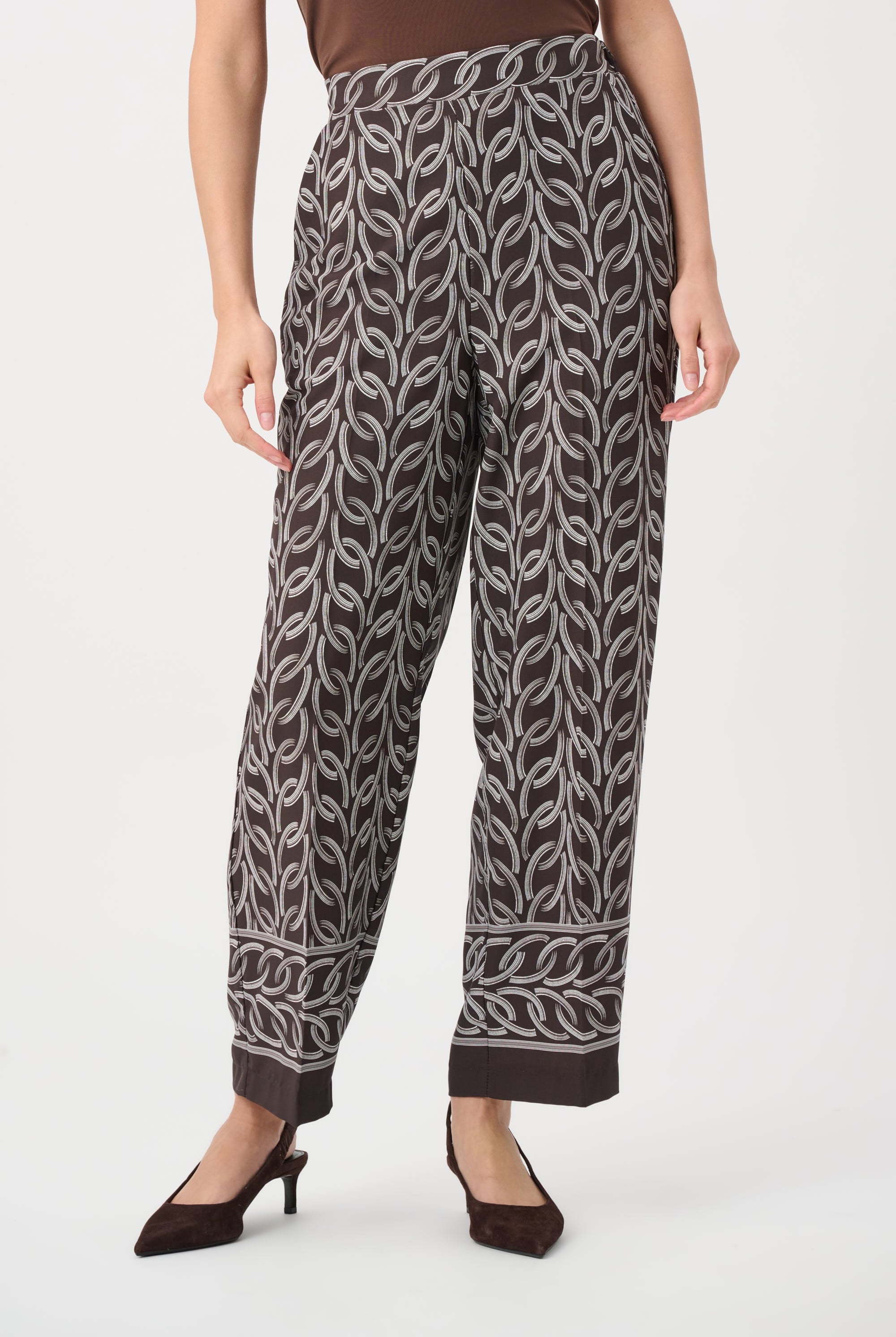 Recycled Woven Chain Print Pull-On Pants