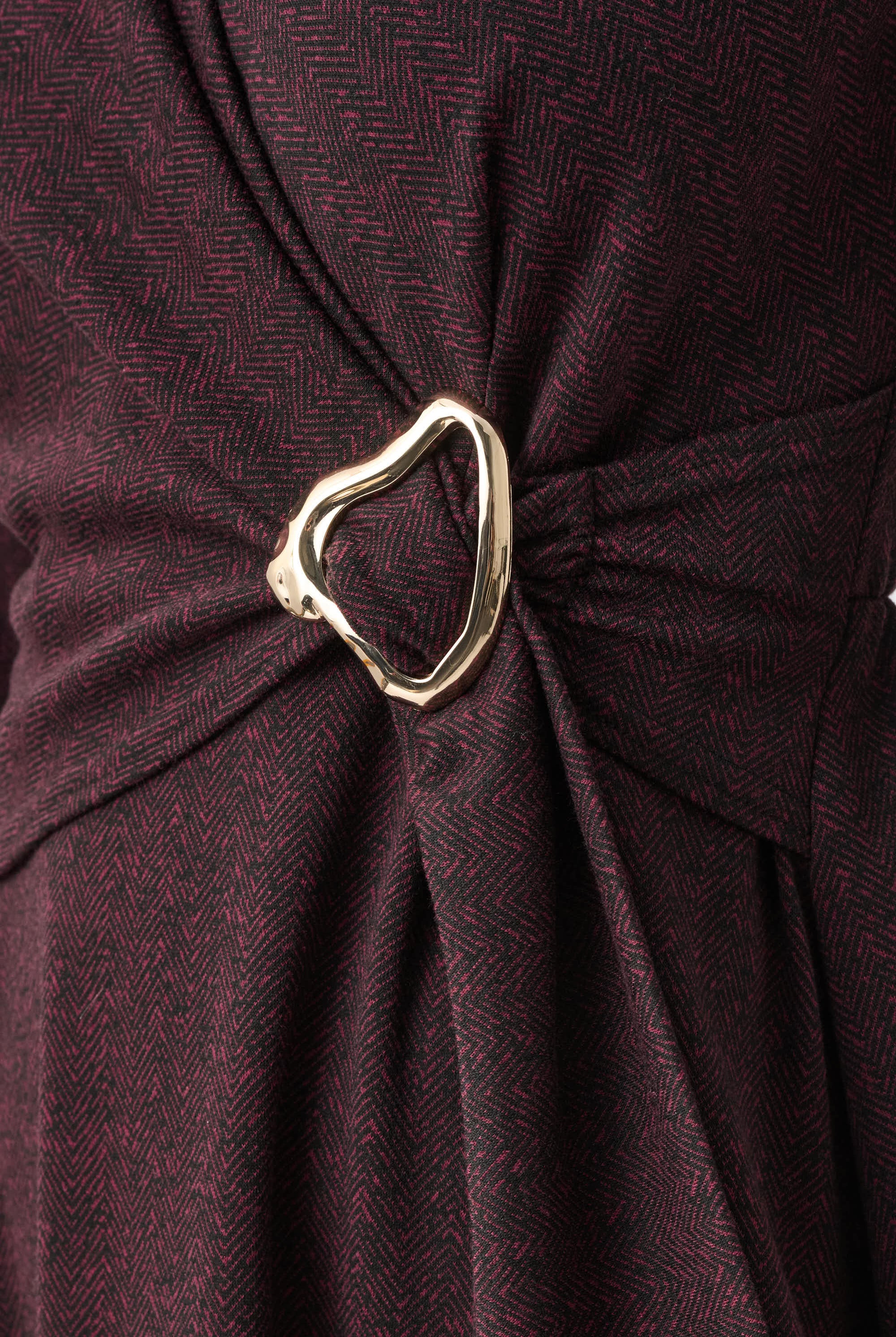 Herringbone Fit And Flare Wrap Dress