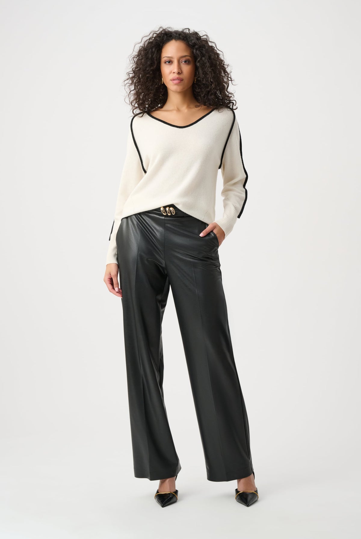Joseph Ribkoff Leatherette Wide-Leg Pull-On Pants-263063