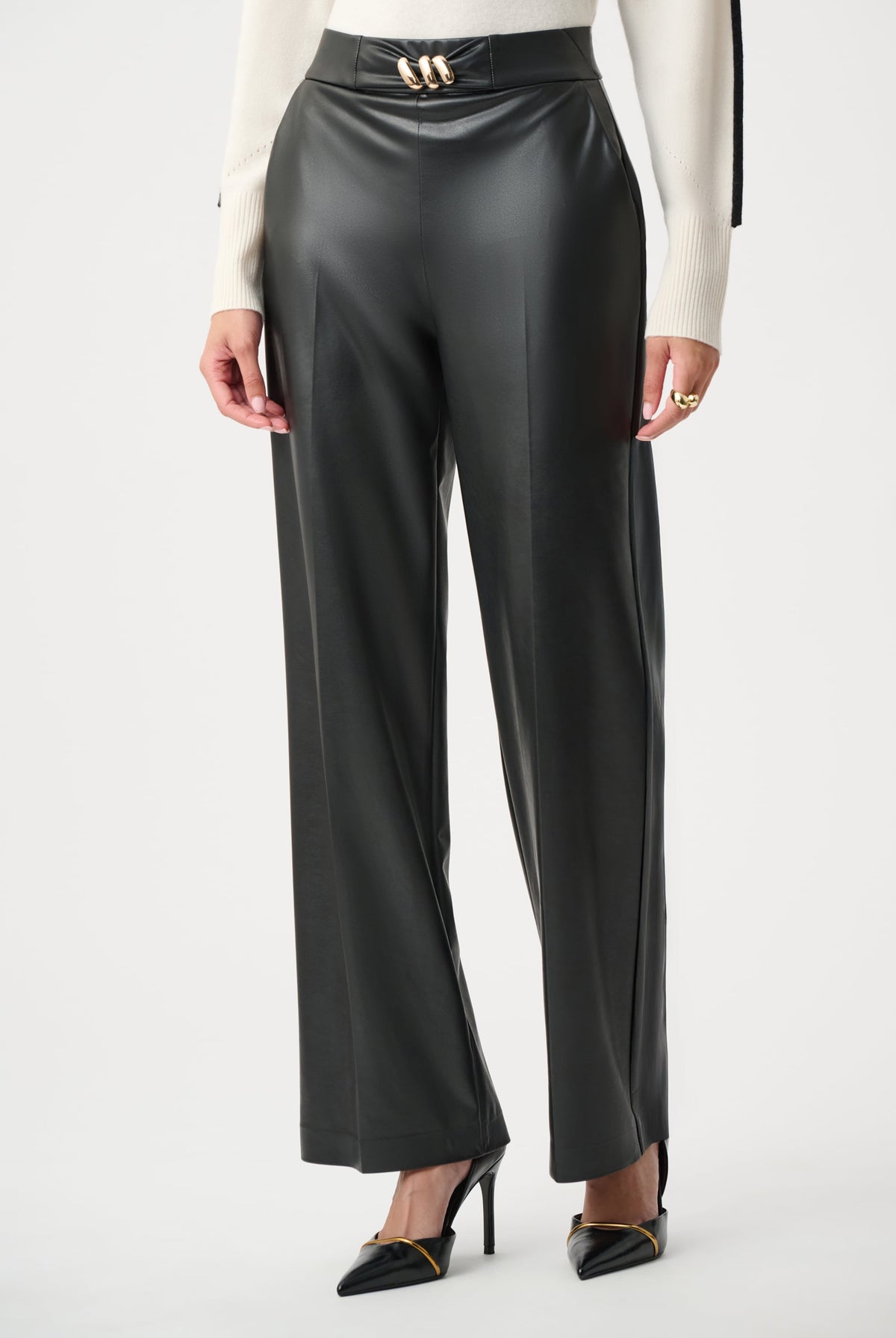 Joseph Ribkoff Leatherette Wide-Leg Pull-On Pants-263063, view 2