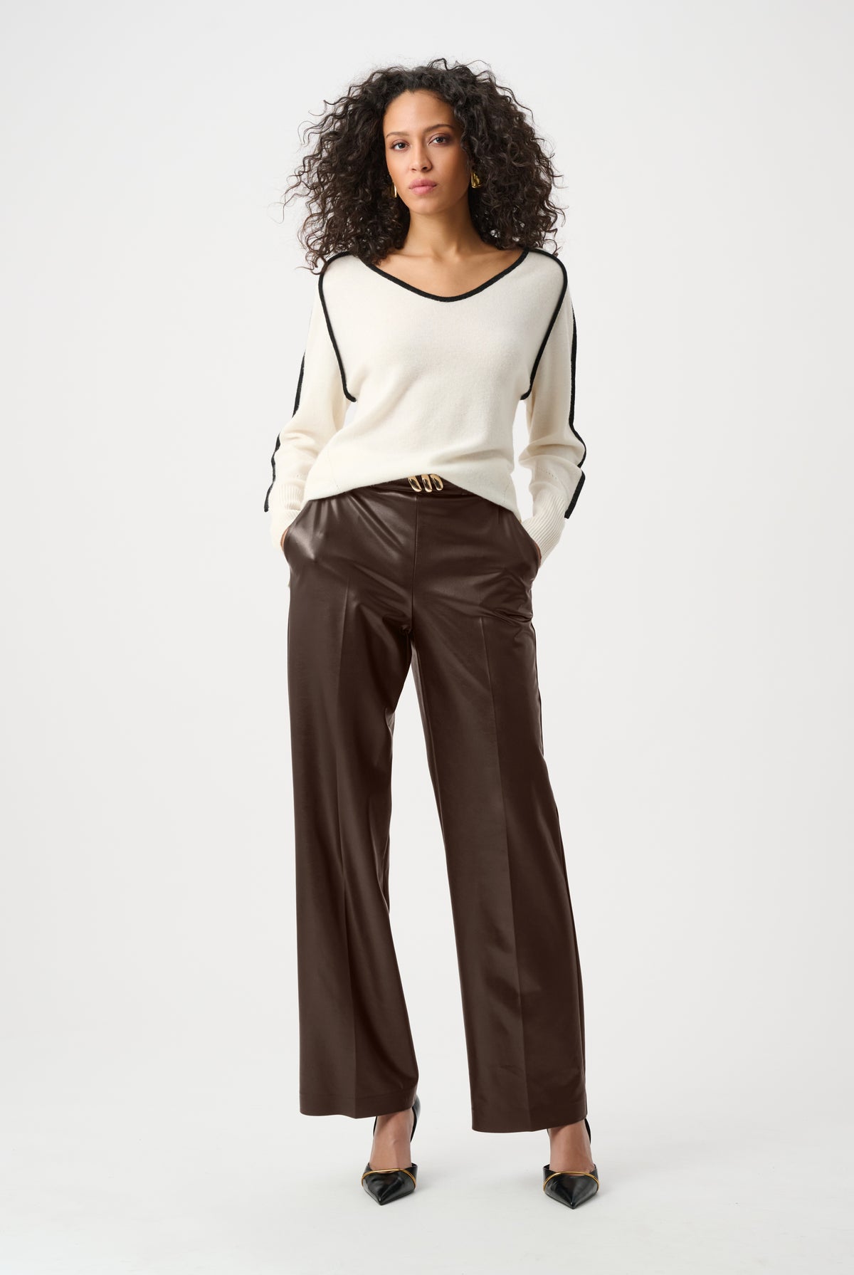 Joseph Ribkoff Leatherette Wide-Leg Pull-On Pants-263063, view 7