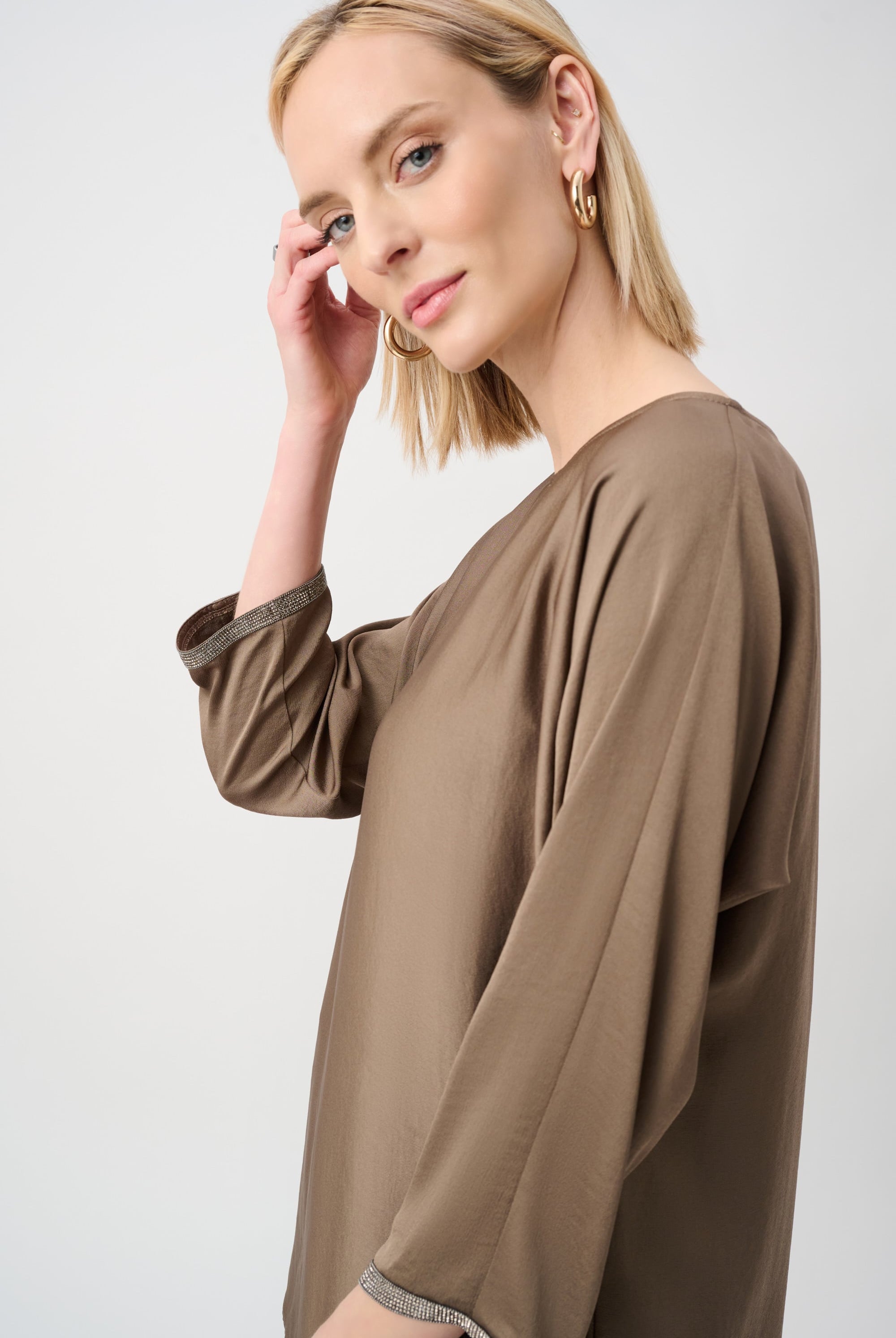 Recycled Satin Boat-Neck Tunic