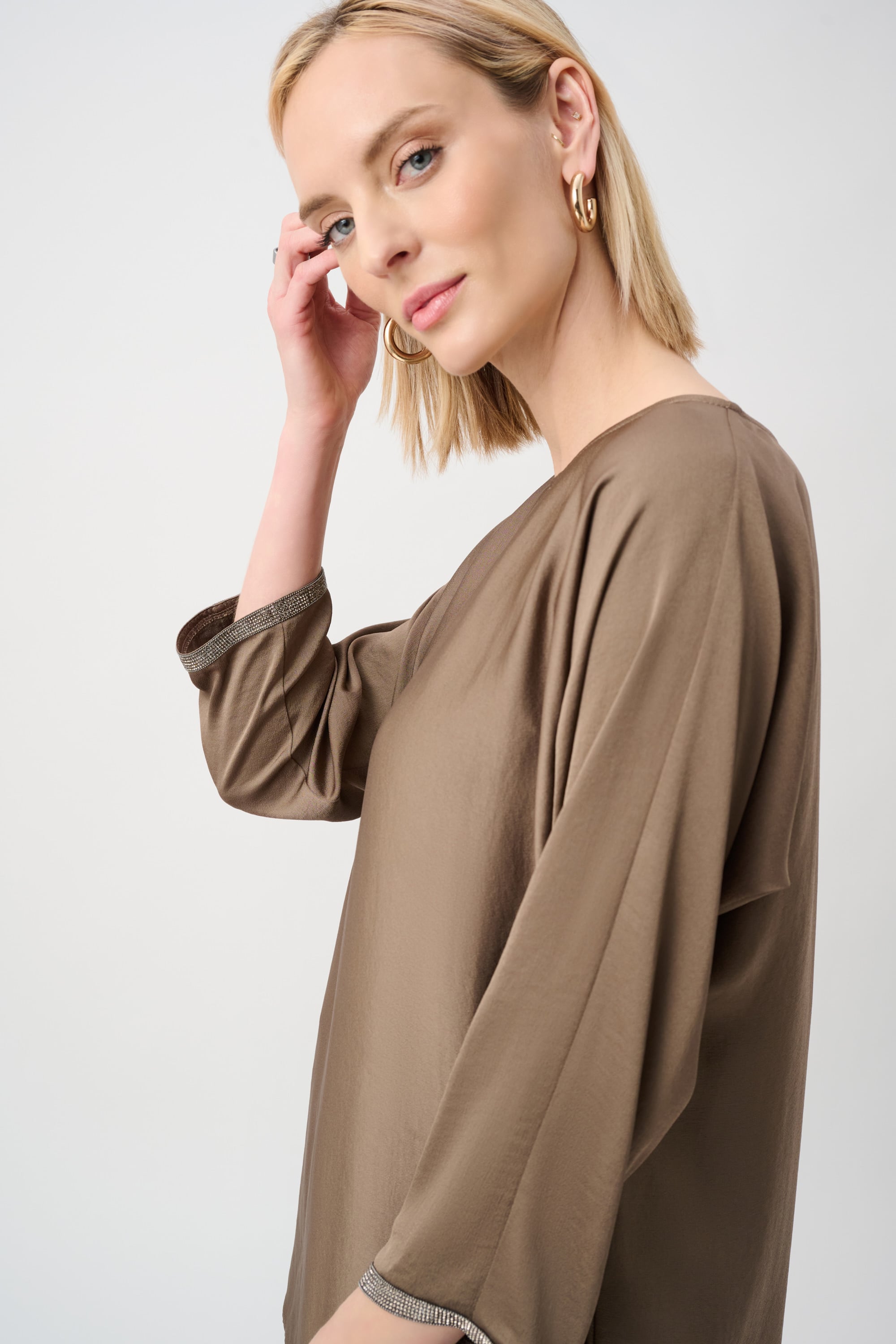 Recycled Satin Boat-Neck Tunic