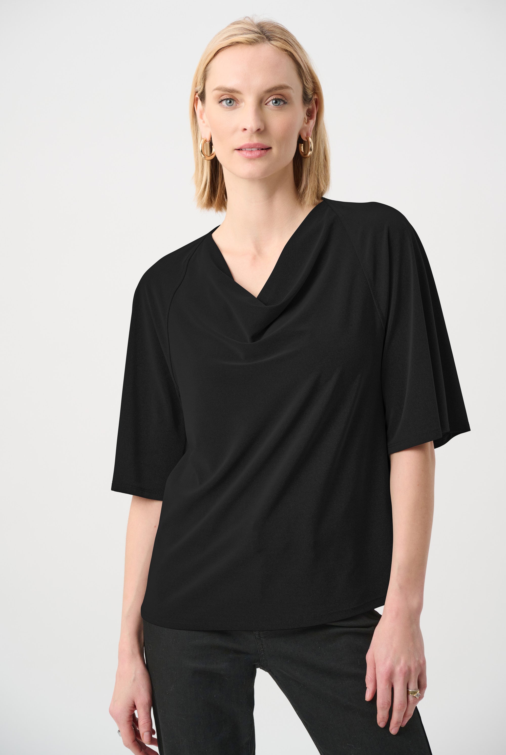 Melange Silky Knit Cowl Top