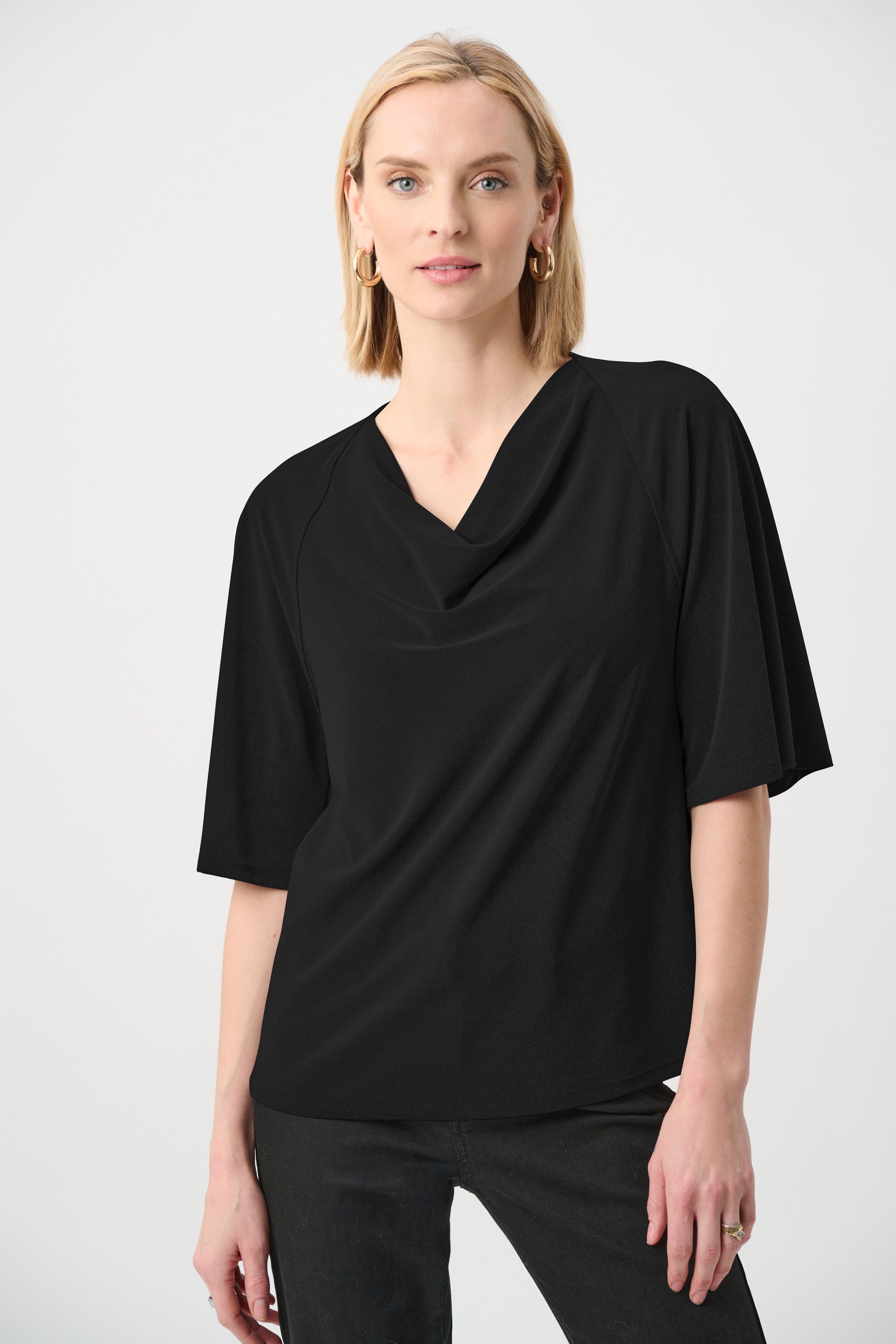 Melange Silky Knit Cowl Top