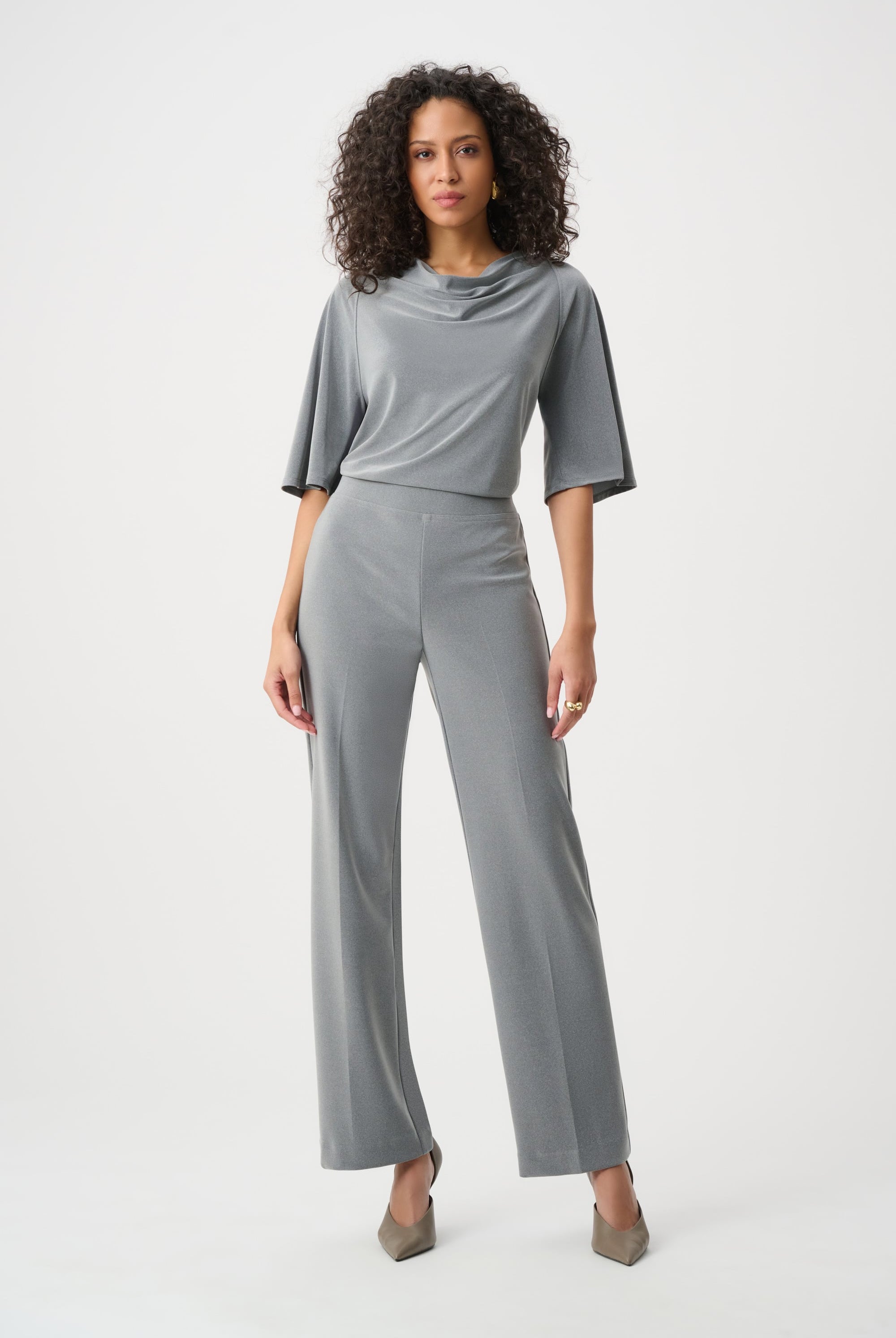 Melange Silky Knit Cowl Top