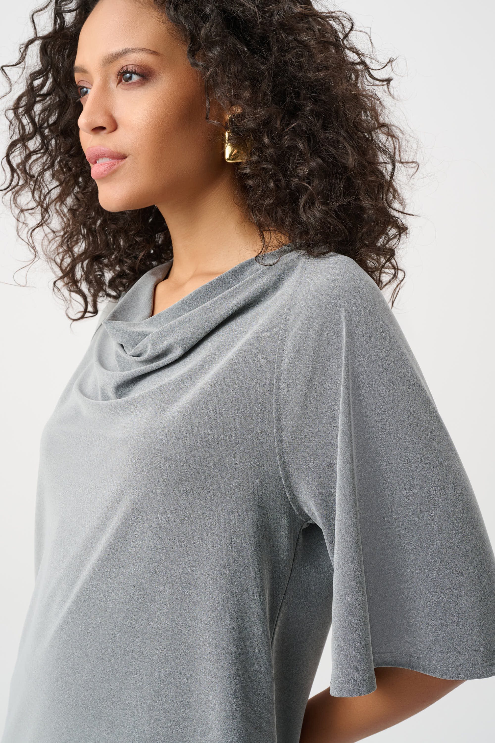 Melange Silky Knit Cowl Top