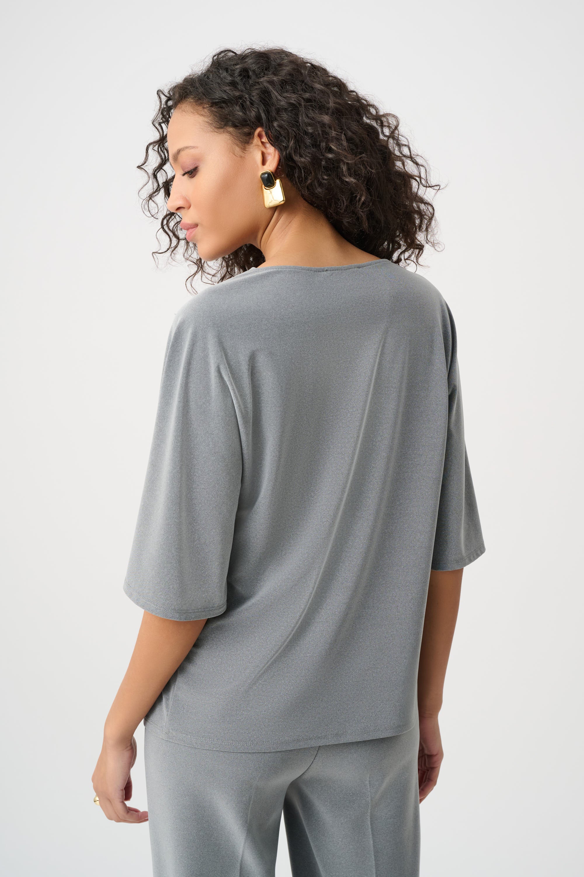 Melange Silky Knit Cowl Top