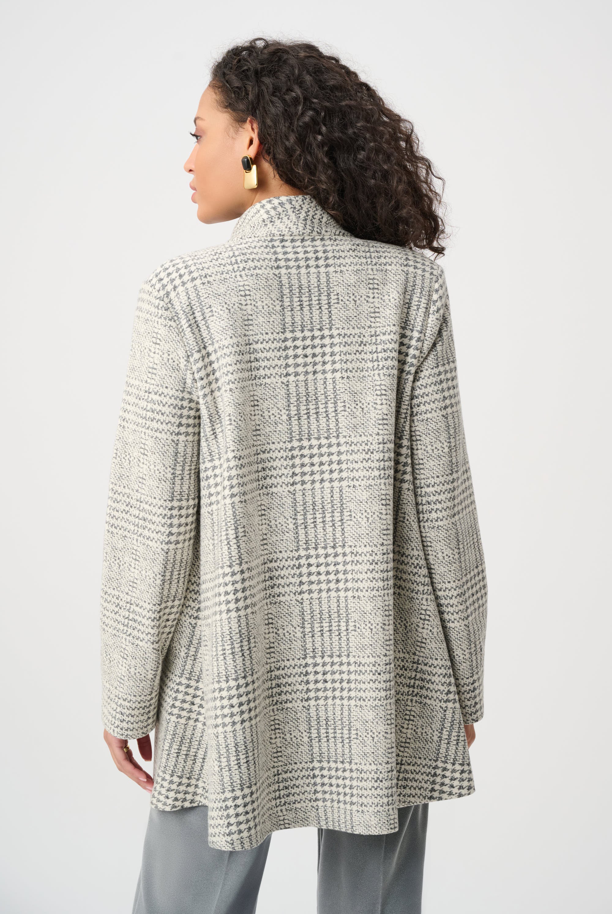Jacquard Plaid A-Line Coat