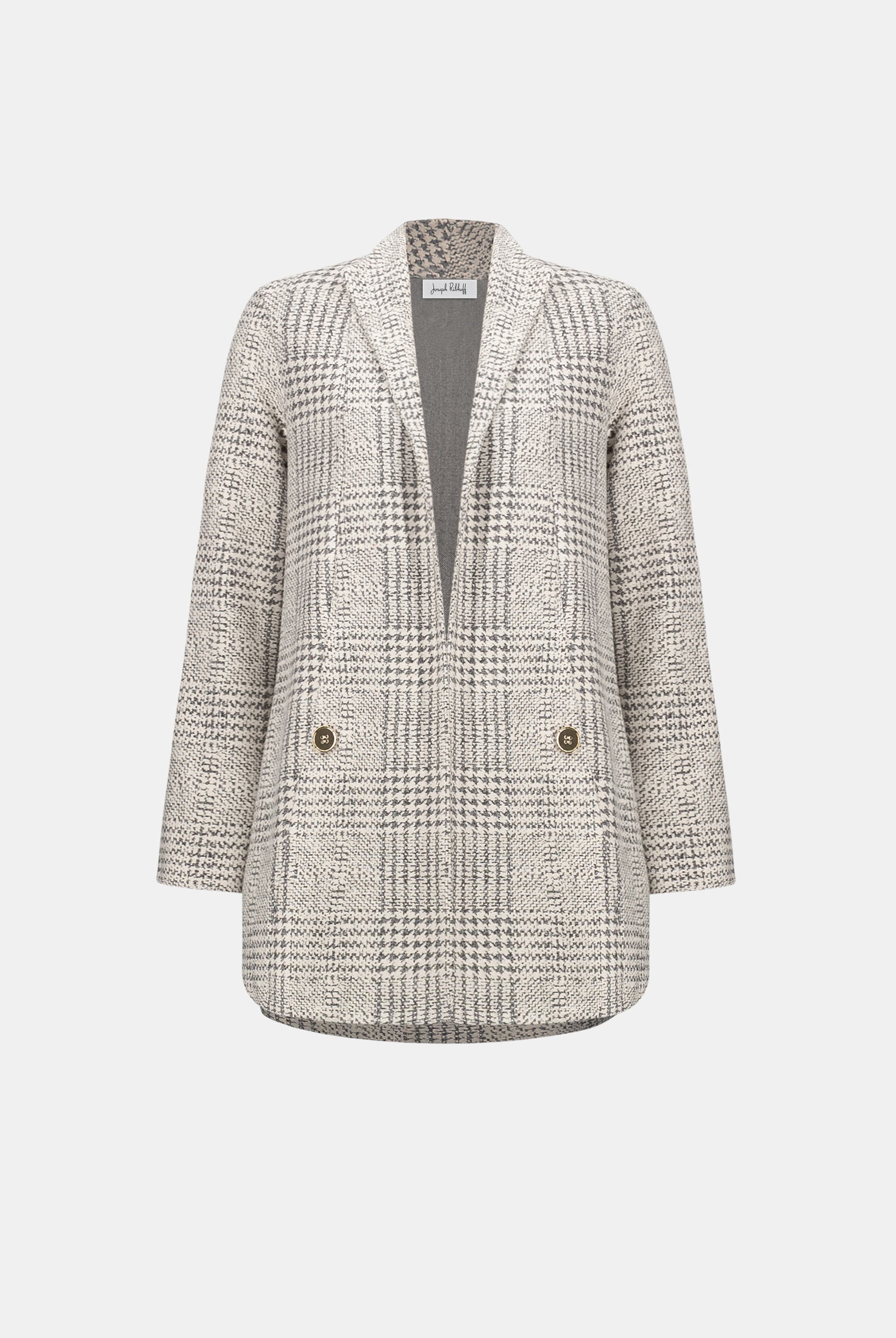 Jacquard Plaid A-Line Coat