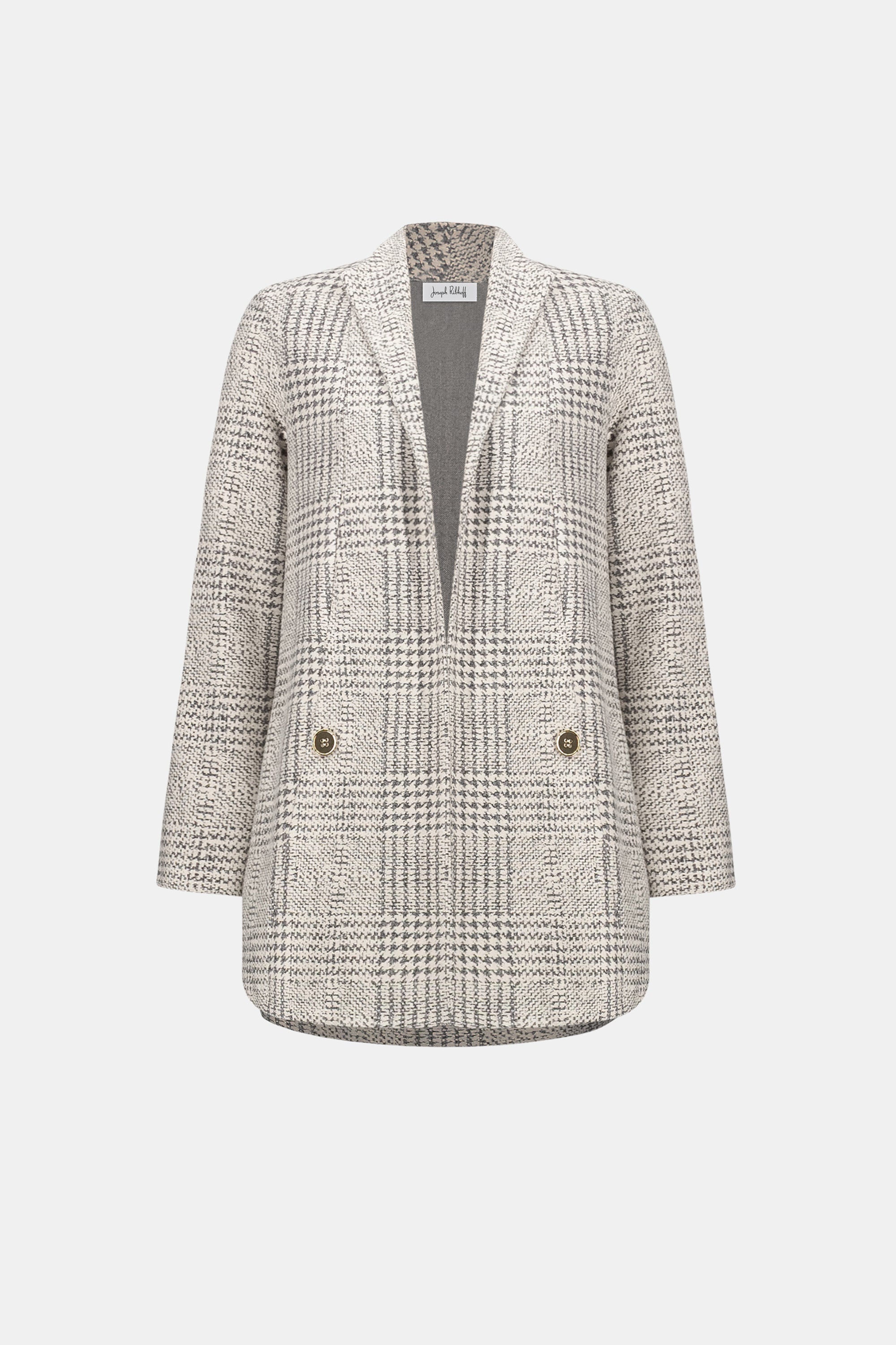 Jacquard Plaid A-Line Coat