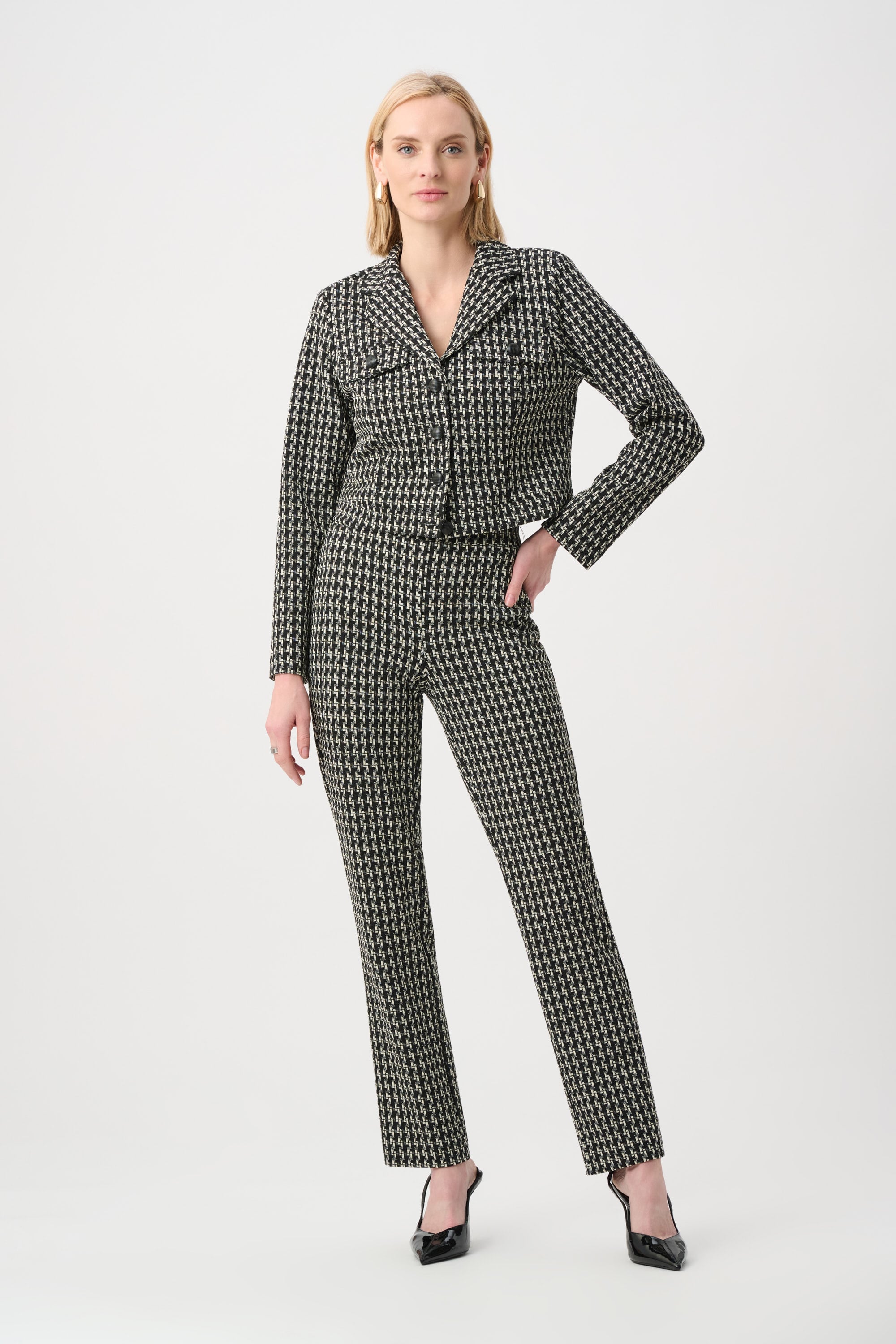 Jacquard Geometric Straight Pull-On Pants