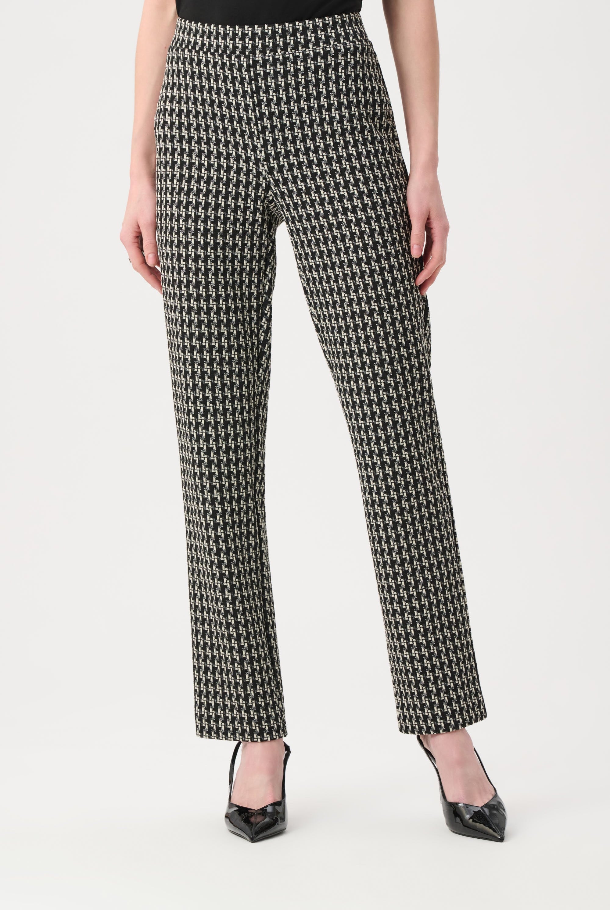 Jacquard Geometric Straight Pull-On Pants