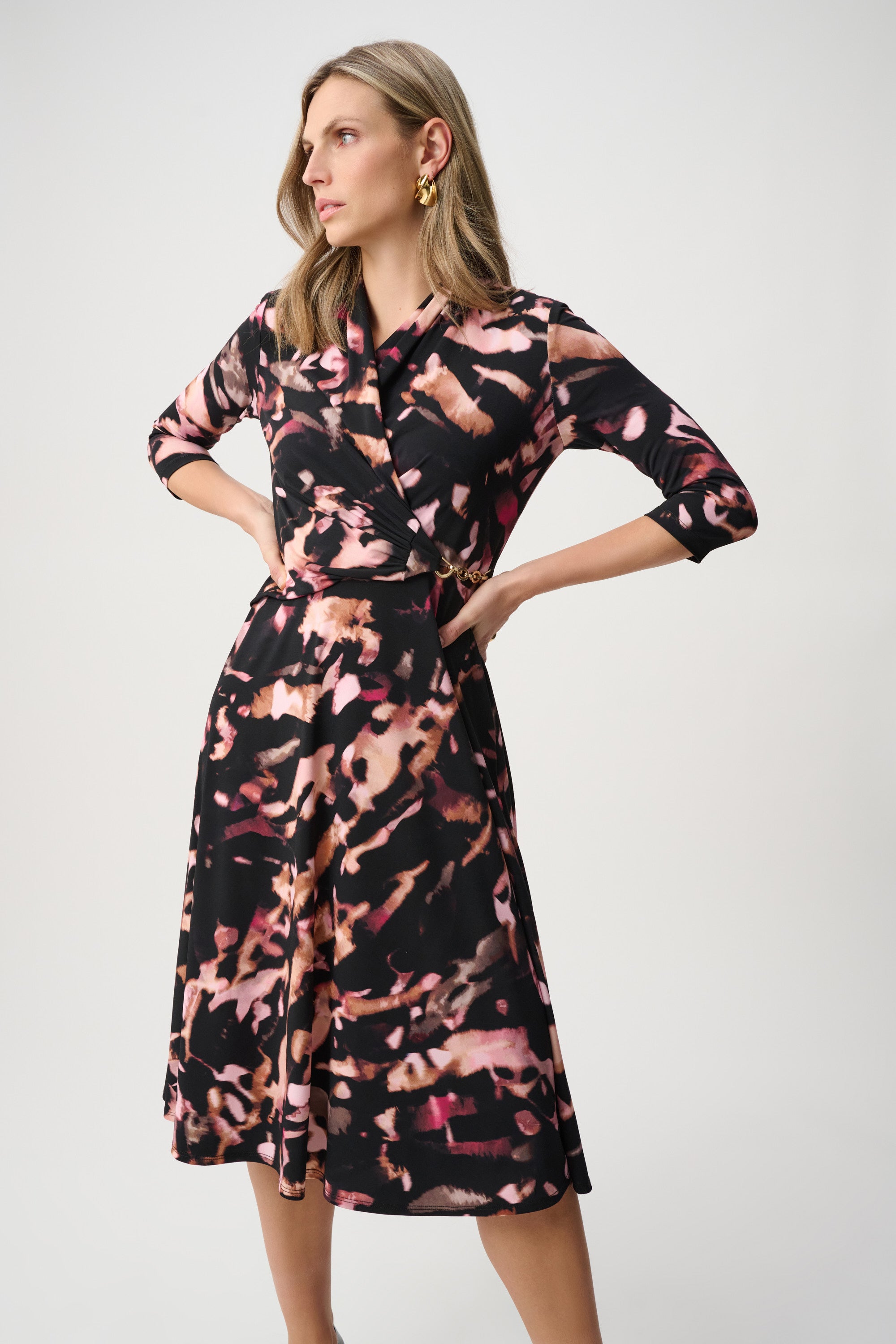 Printed Silky Knit Fit And Flare Dress