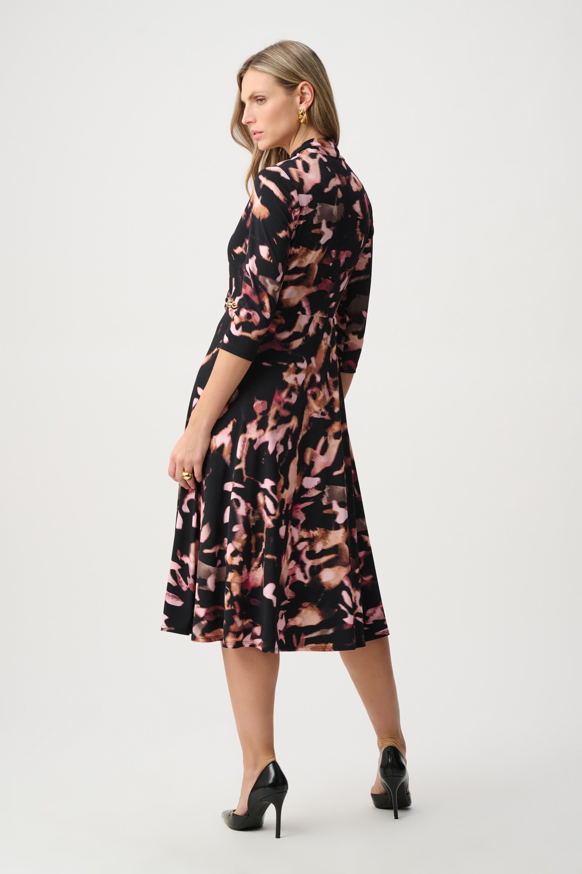 Printed Silky Knit Fit And Flare Dress