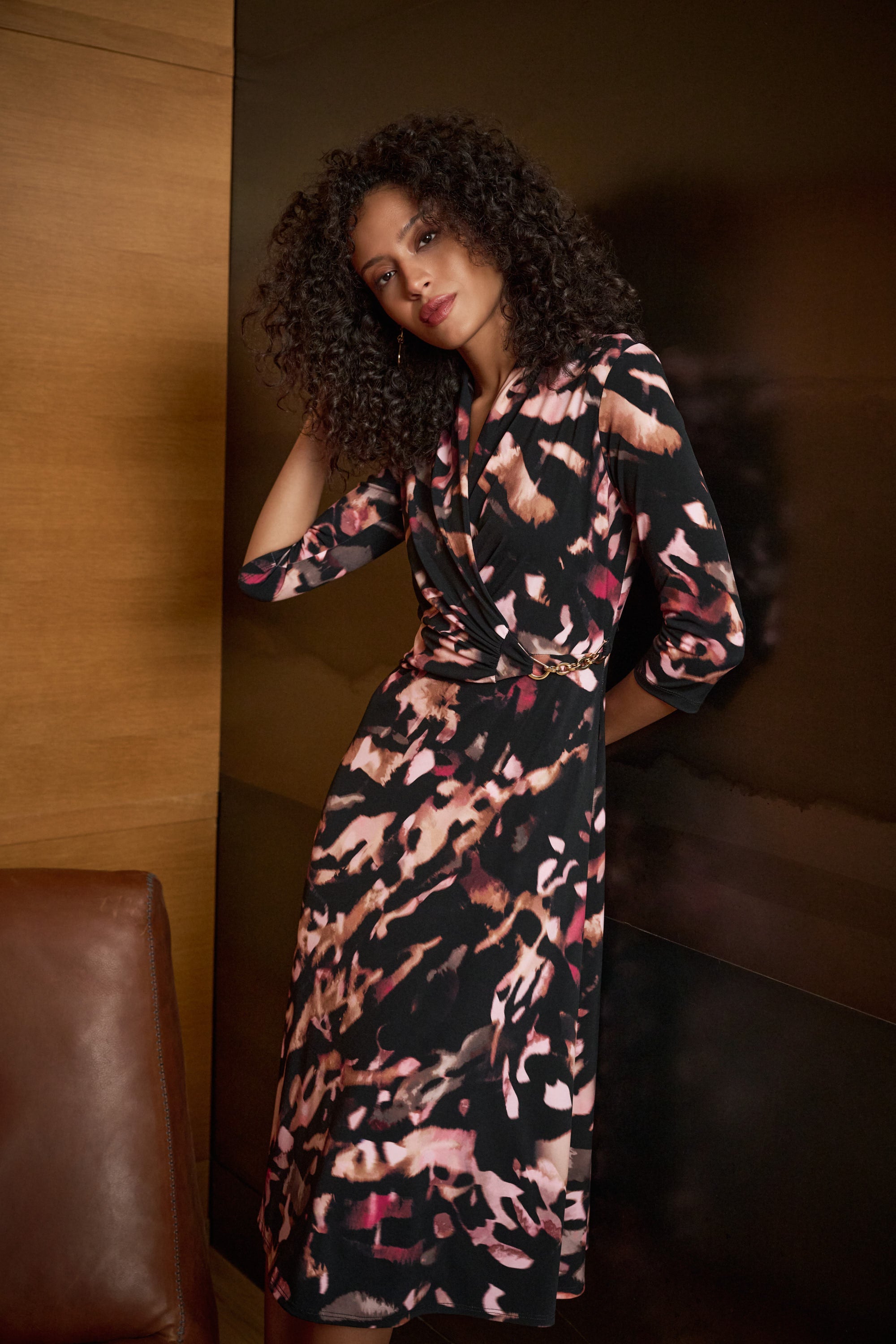 Printed Silky Knit Fit And Flare Dress