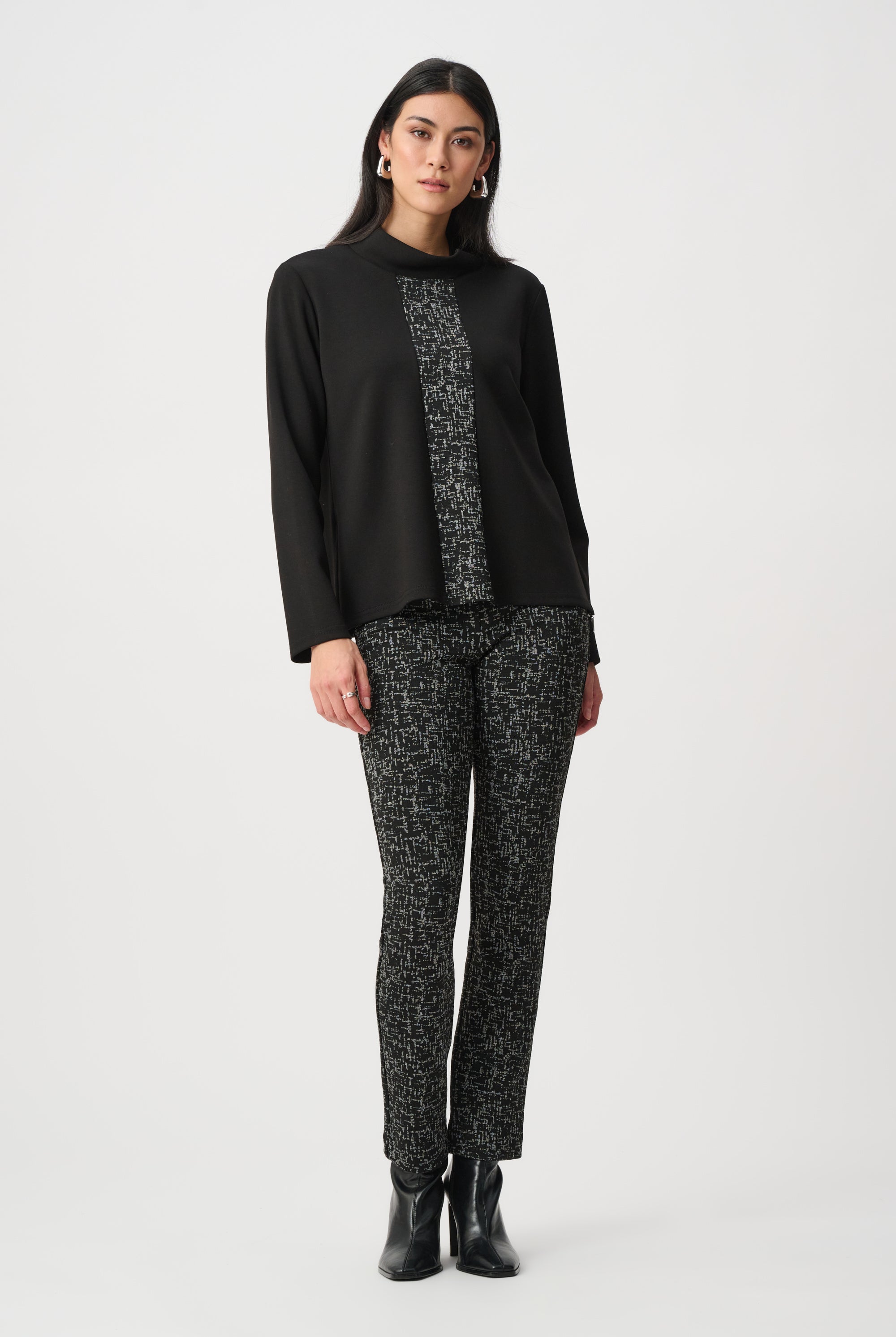 Abstract Jacquard Straight Pull-On Pants