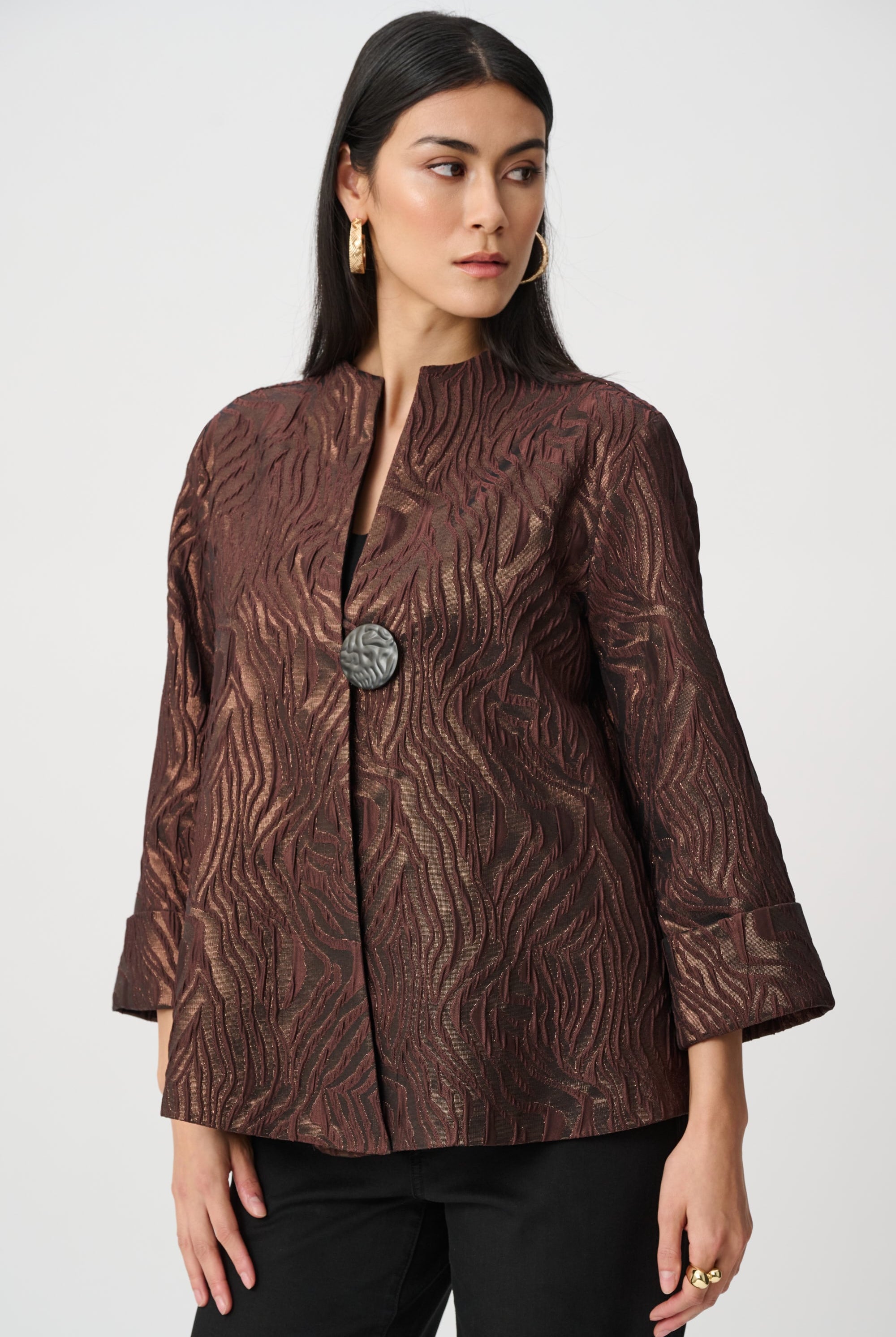 Woven Jacquard Animal Trapeze Jacket