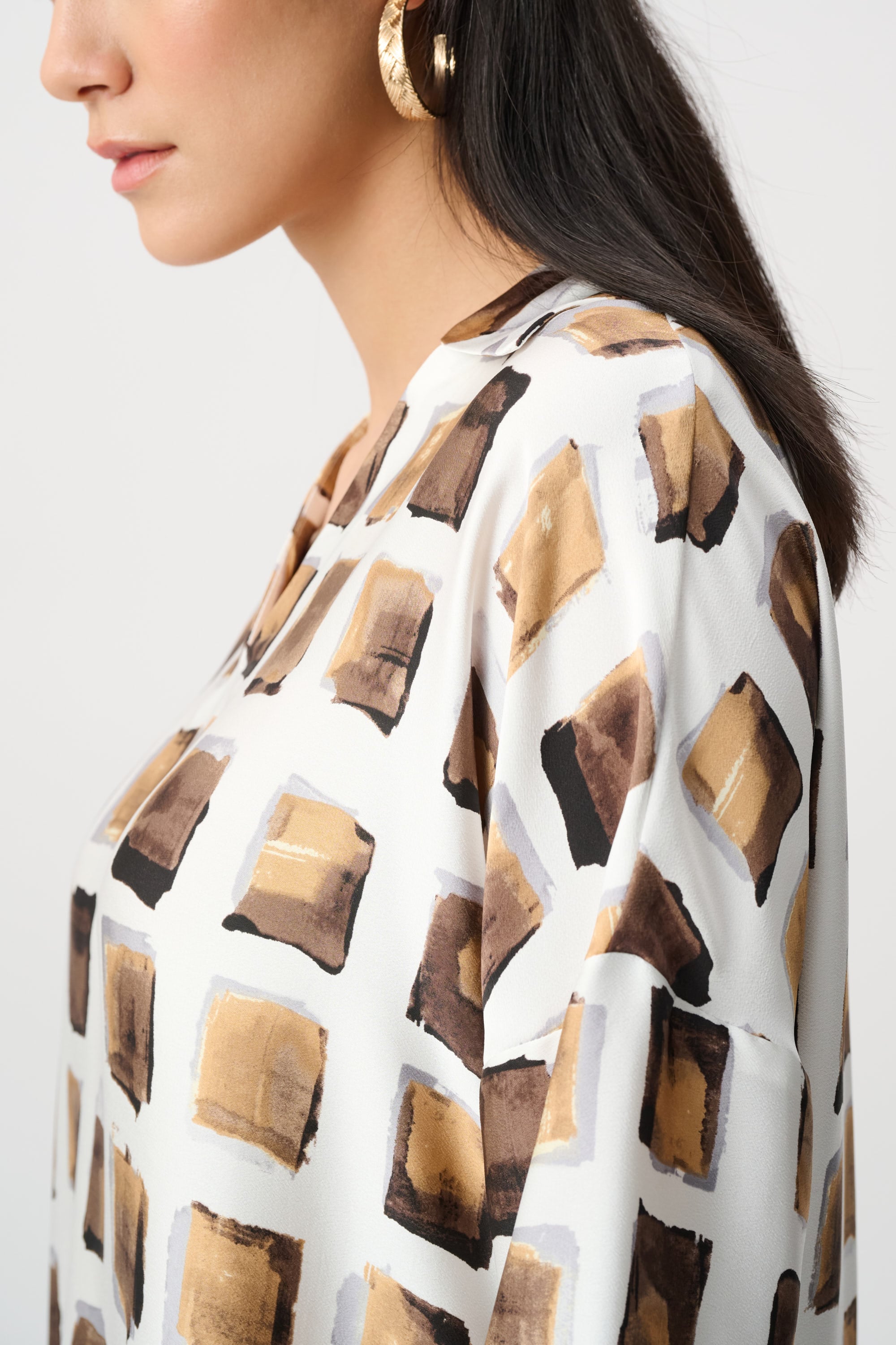 Recycled Satin Geometric Print Boxy Top