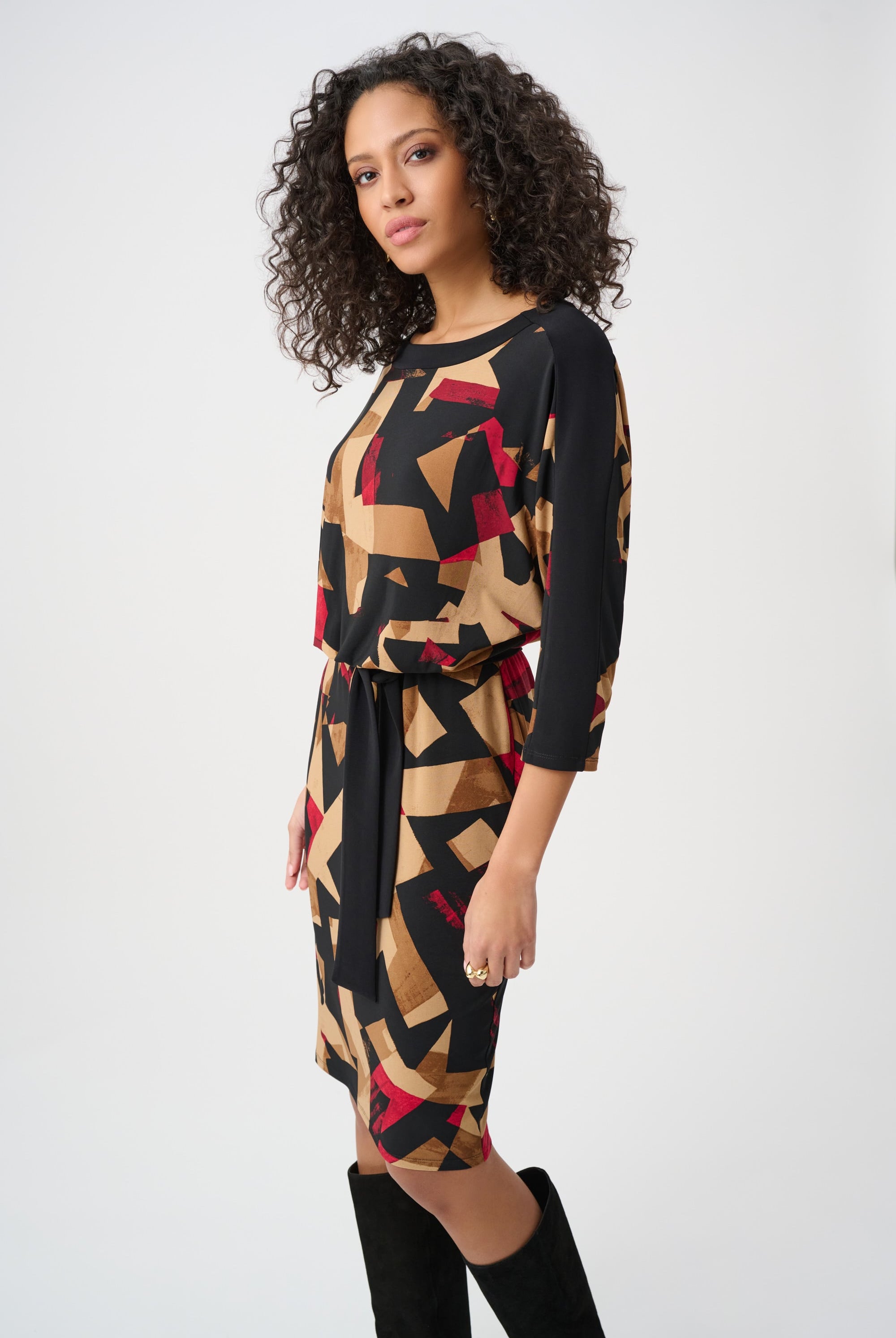 Abstract Print Knit Straight Dress