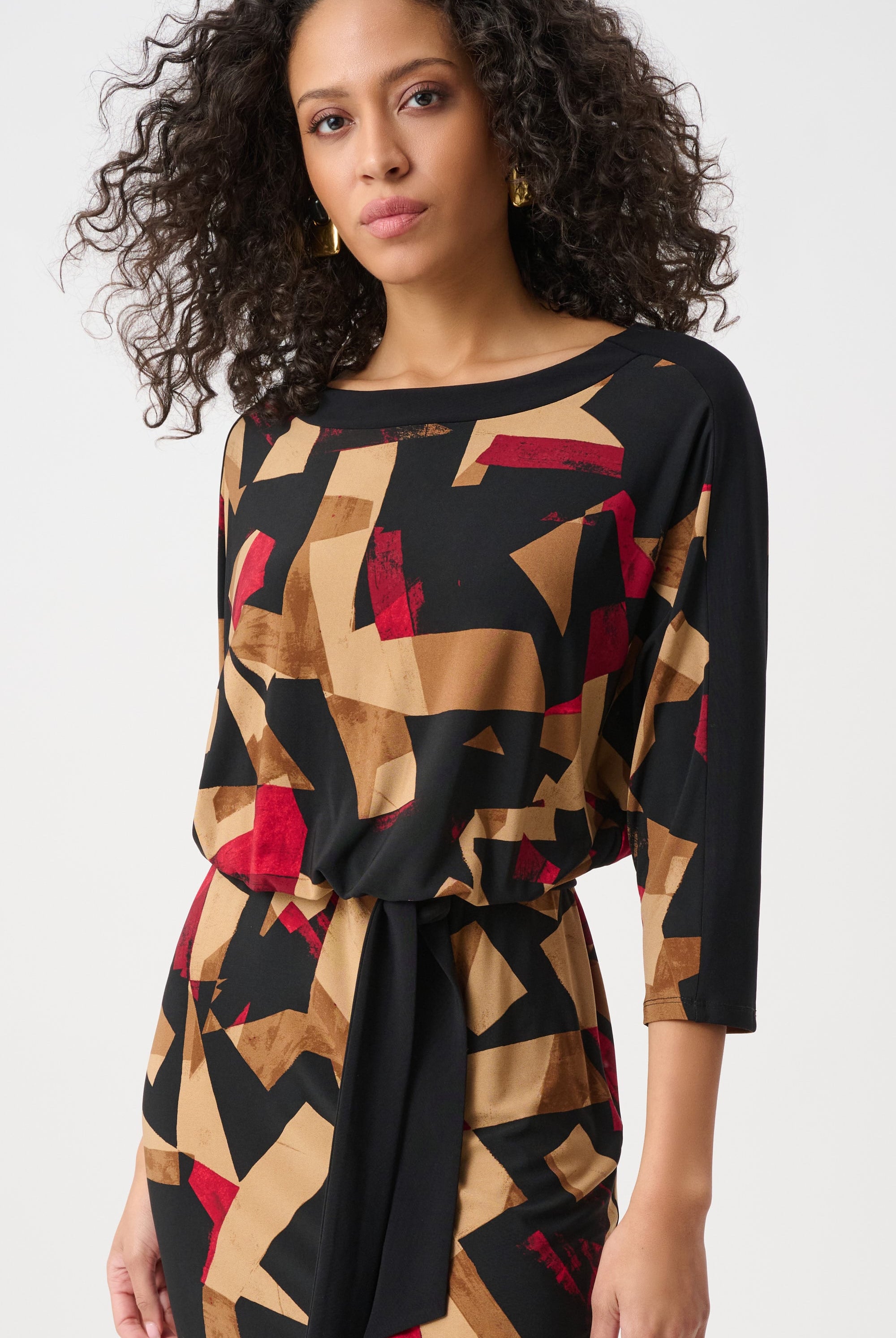 Abstract Print Knit Straight Dress