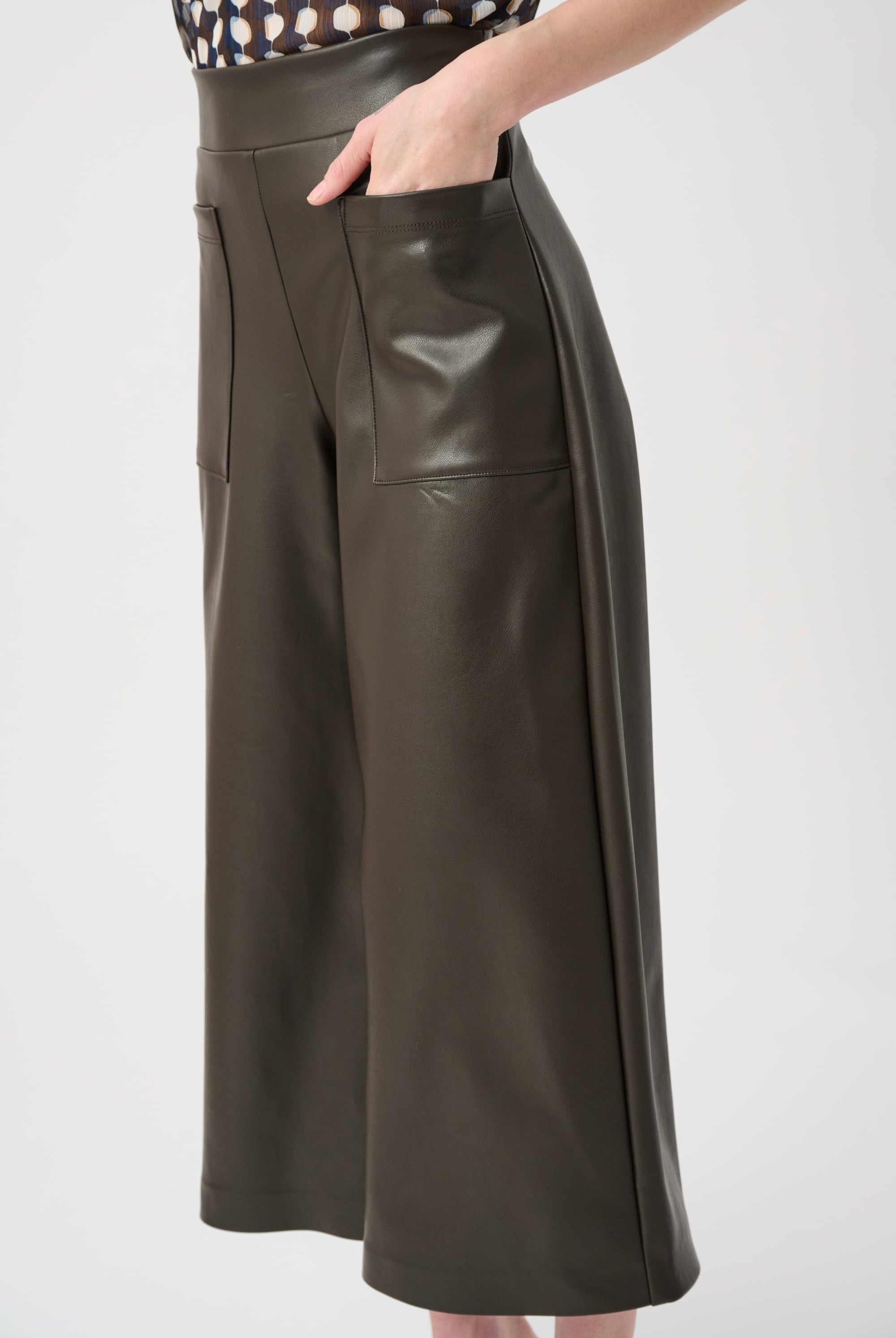 Leatherette Pull-On Culotte Pants