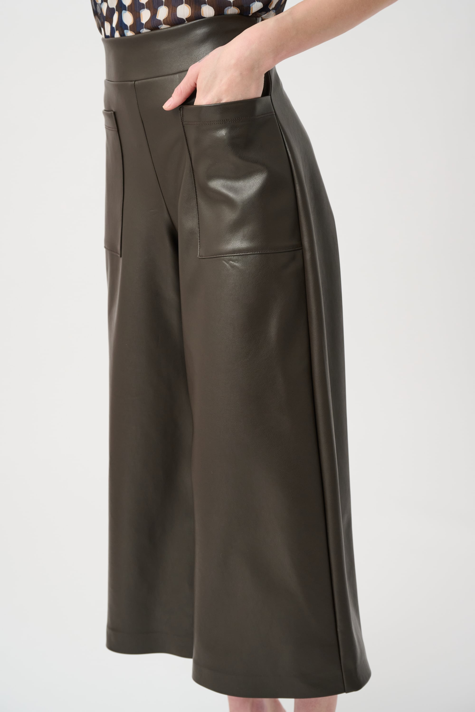 Leatherette Pull-On Culotte Pants