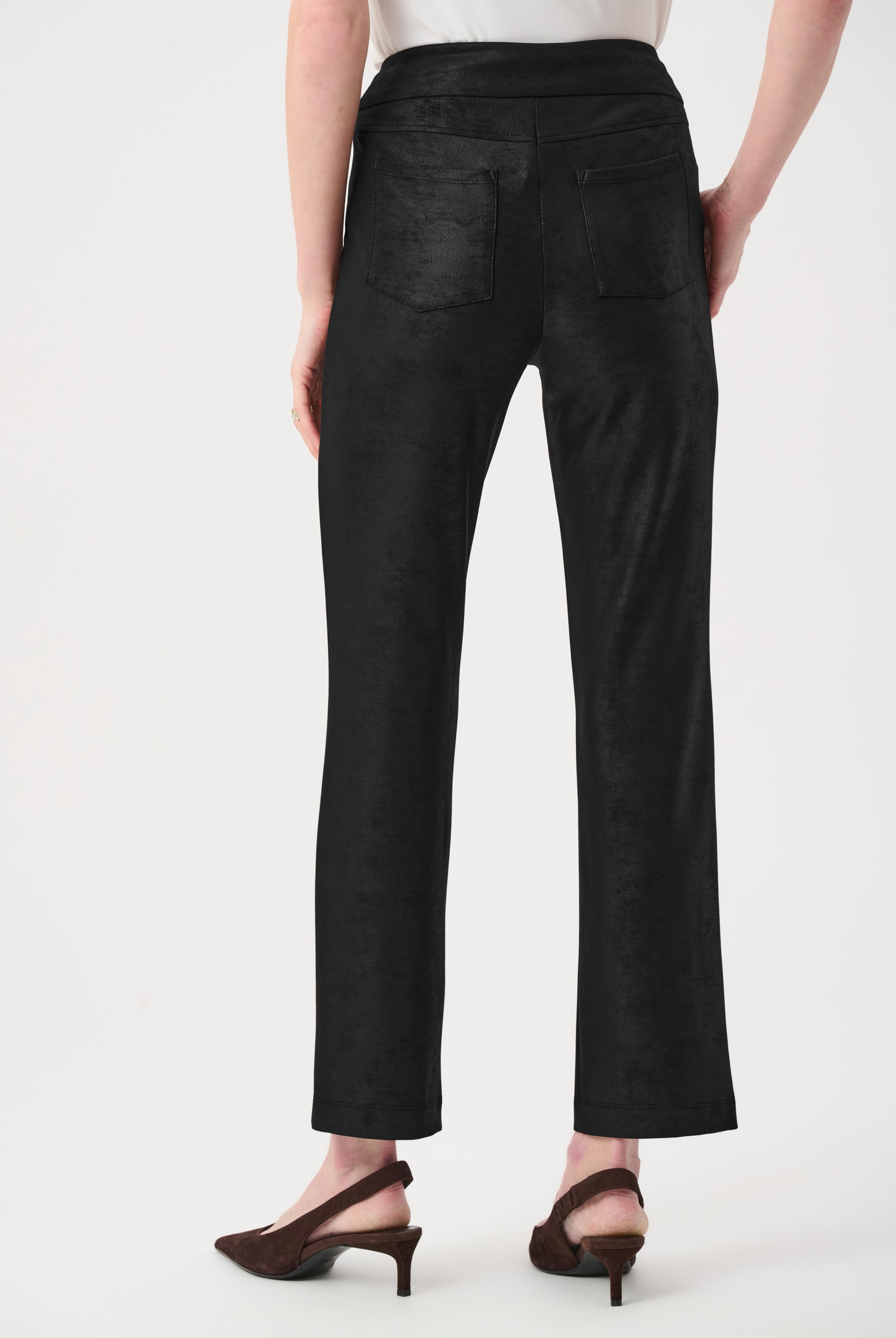 Foiled Silky Knit Straight Pull-On Pants