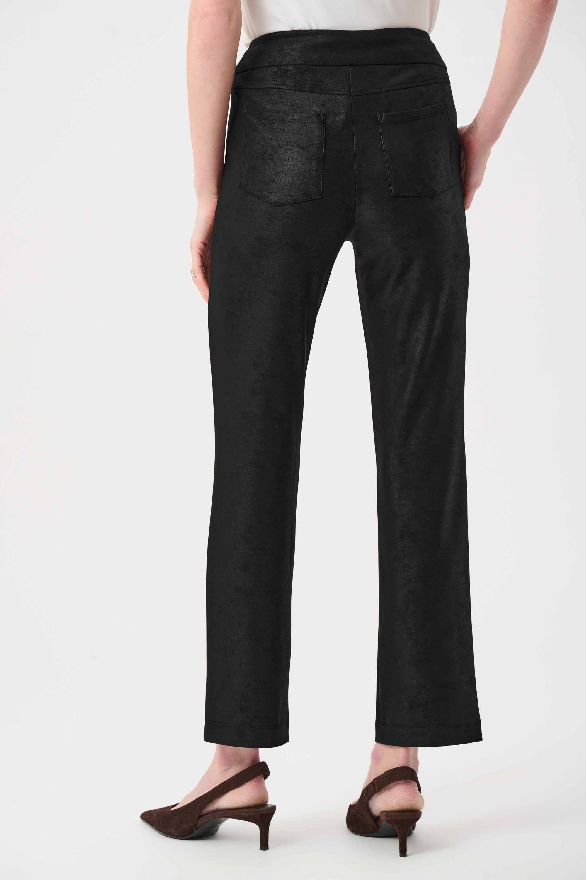 Foiled Silky Knit Straight Pull-On Pants