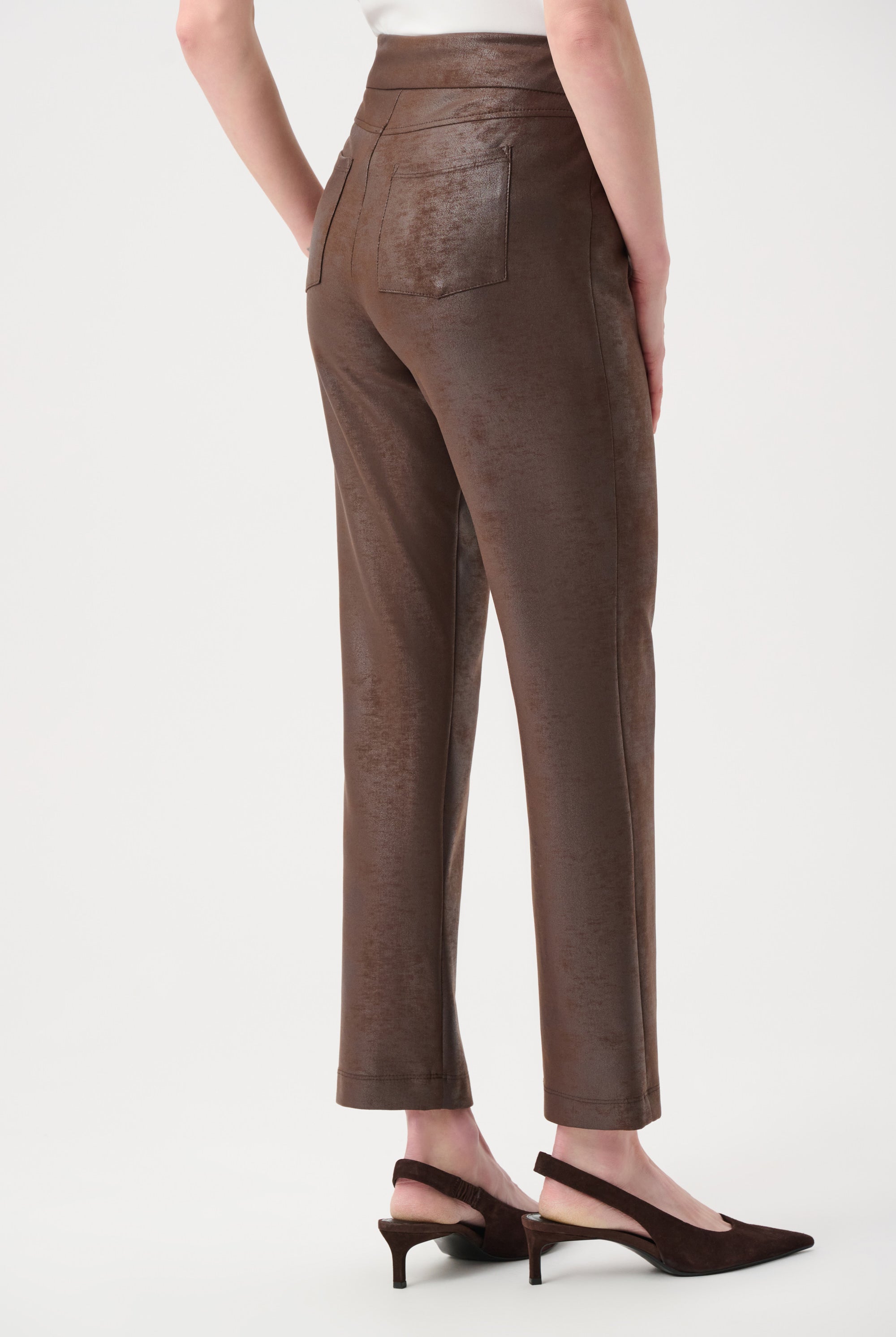 Foiled Silky Knit Straight Pull-On Pants