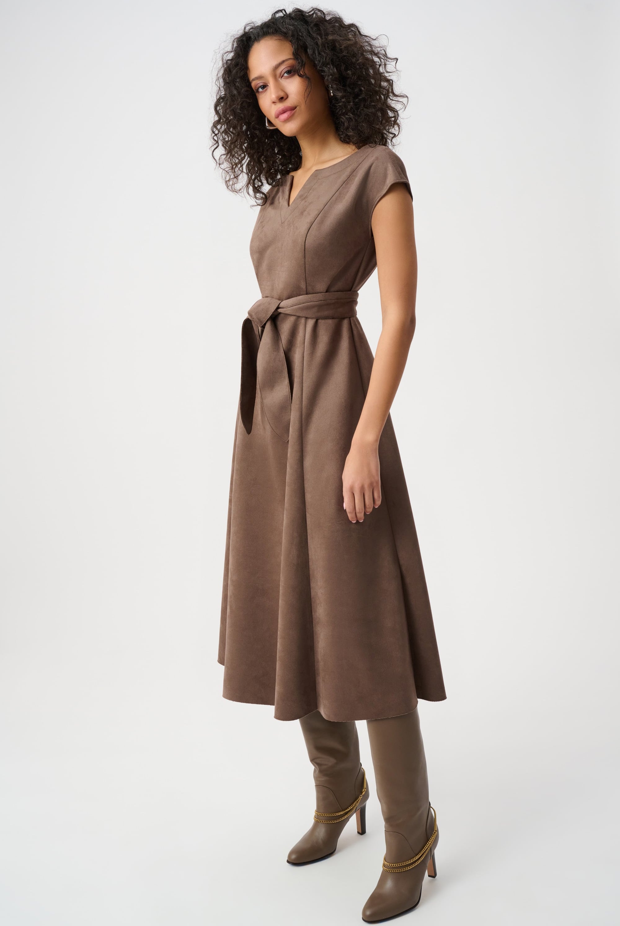 Scuba Suede Fit-and-Flare Dress